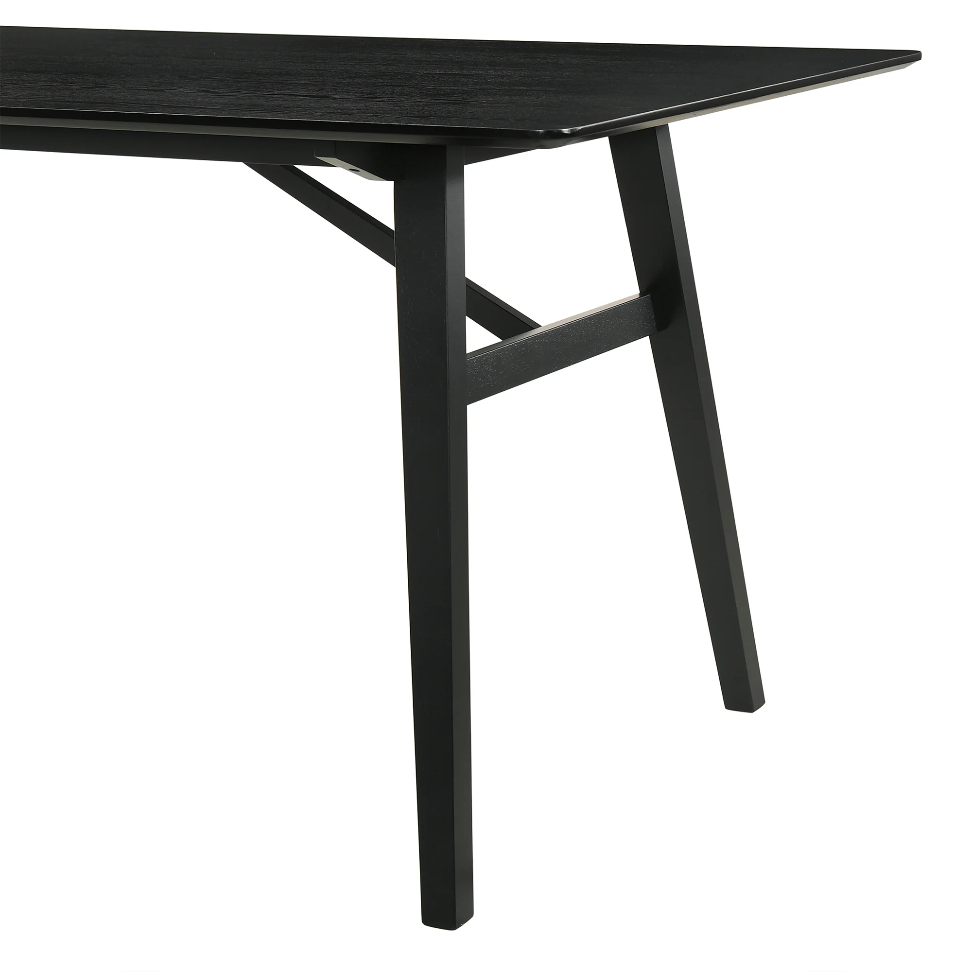 Channell 6 Piece Black Wood Dining Table Set with Bench in Charcoal Fabric By Armen Living - Image 9
