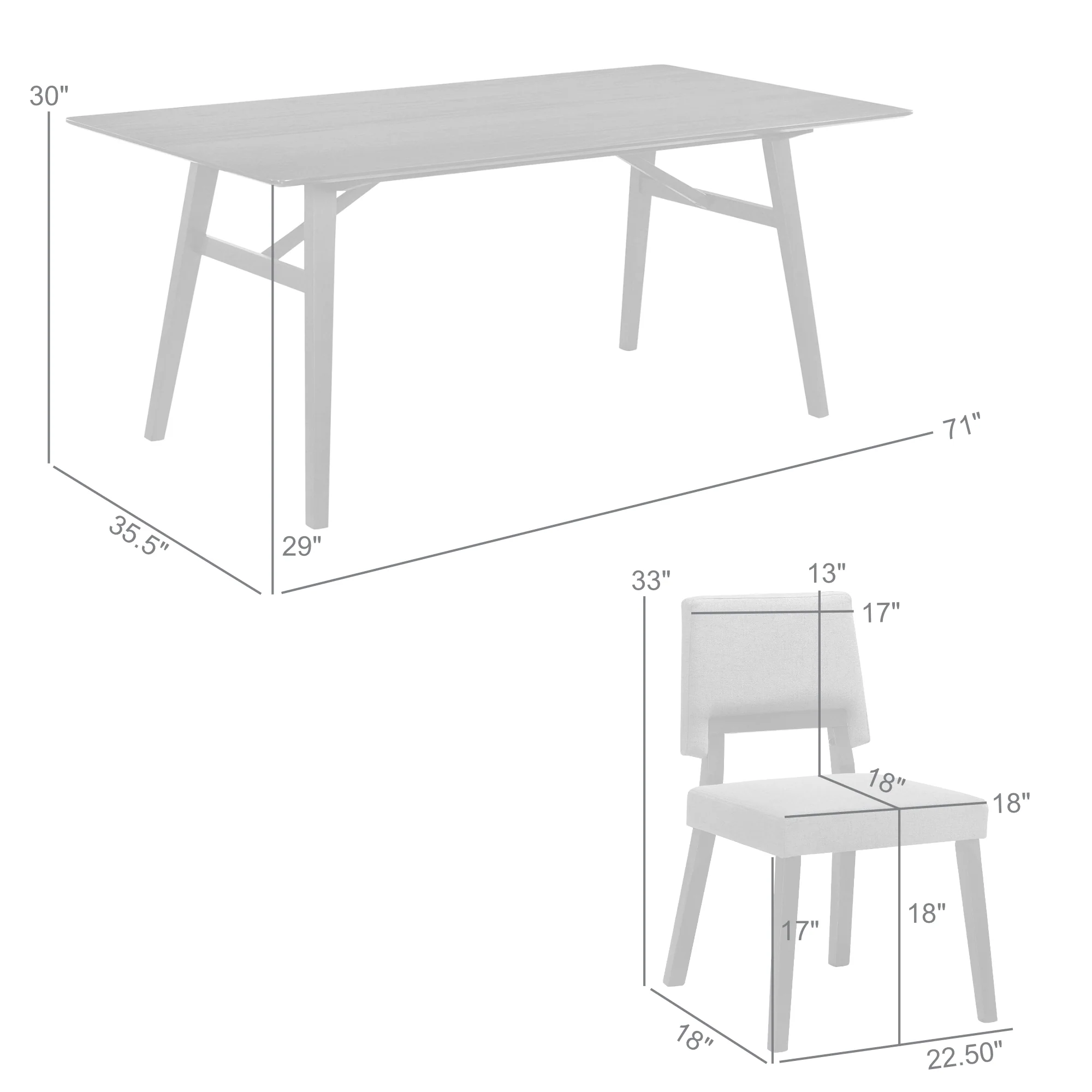Channell 7 Piece Black Wood Dining Table Set with Charcoal Fabric By Armen Living - Image 10