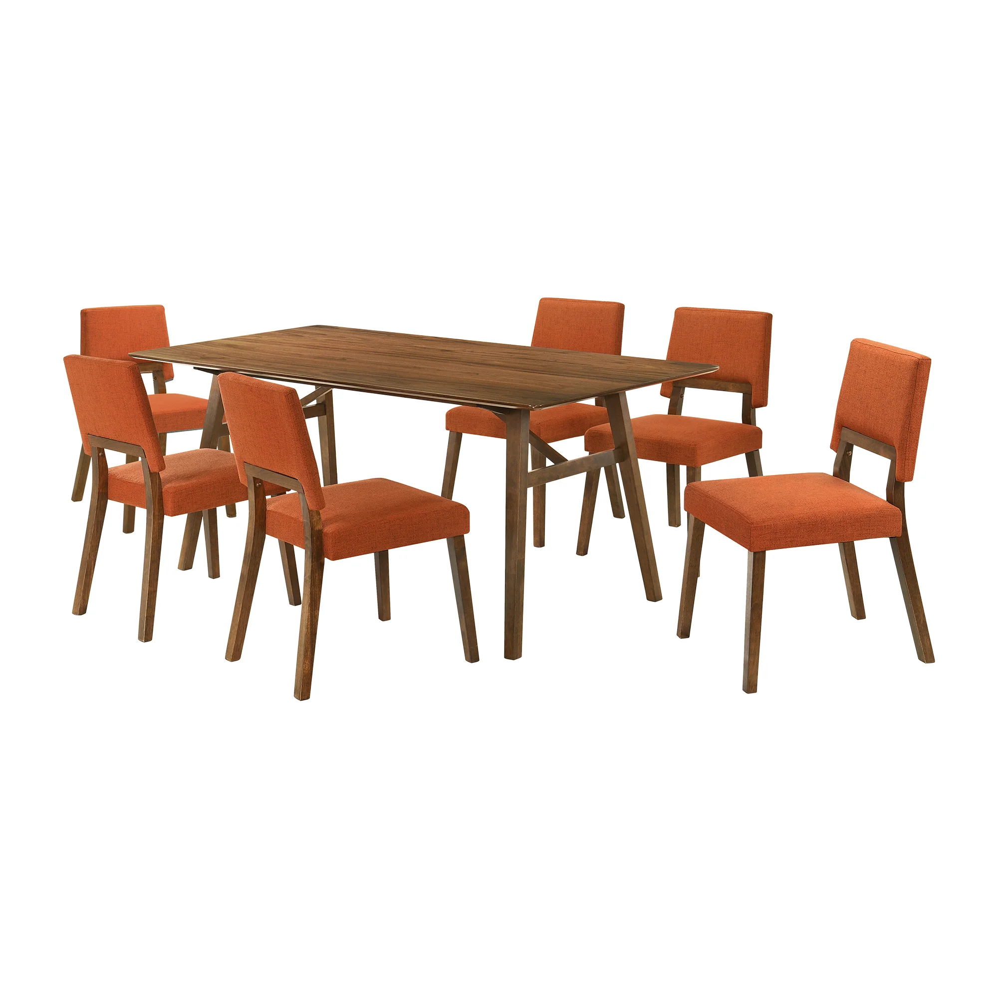 Channell 7 Piece Walnut Wood Dining Table Set with Blue Fabric By Armen Living - Image 24