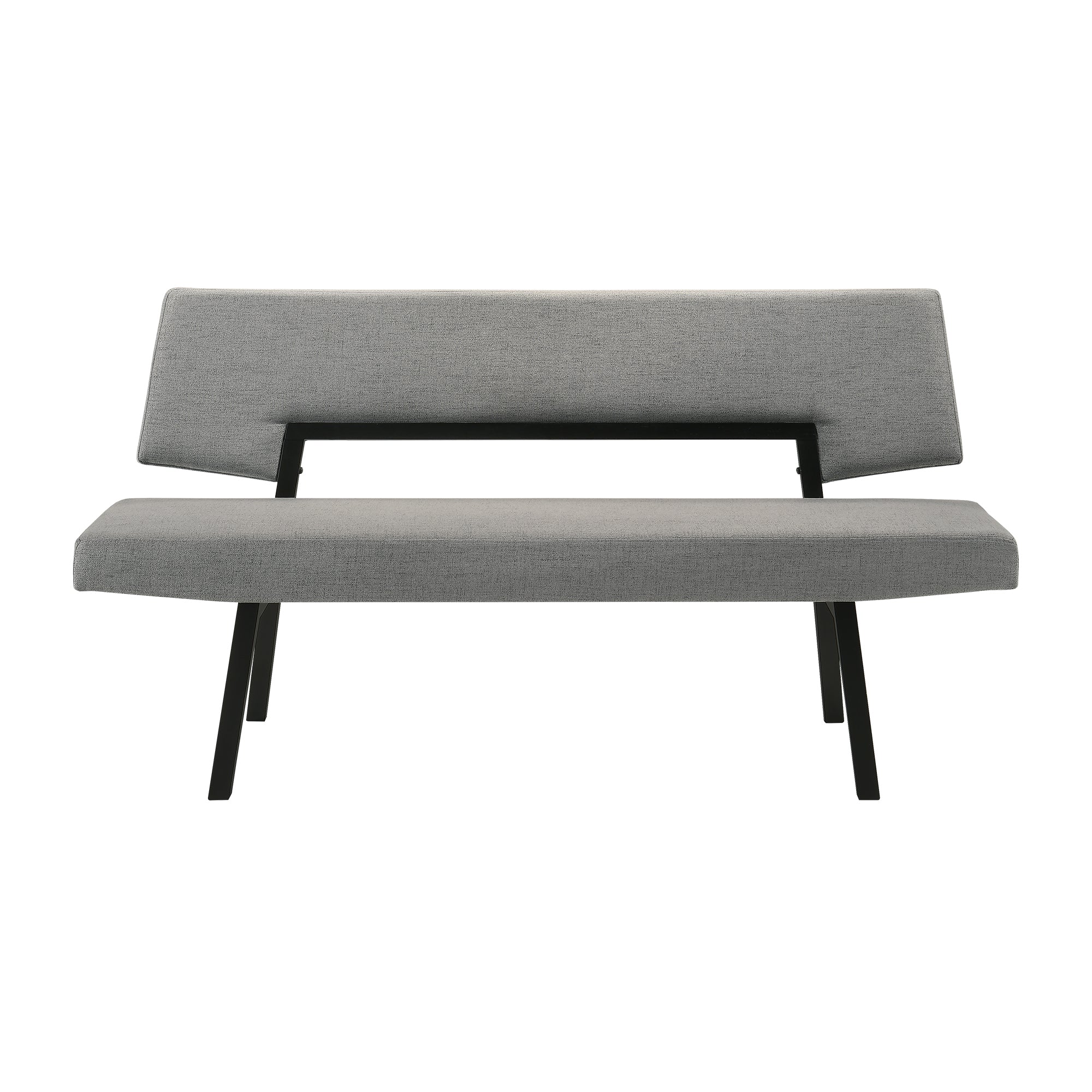 Channell Wood Dining Bench in Black Finish with Charcoal Fabric By Armen Living - Image 3
