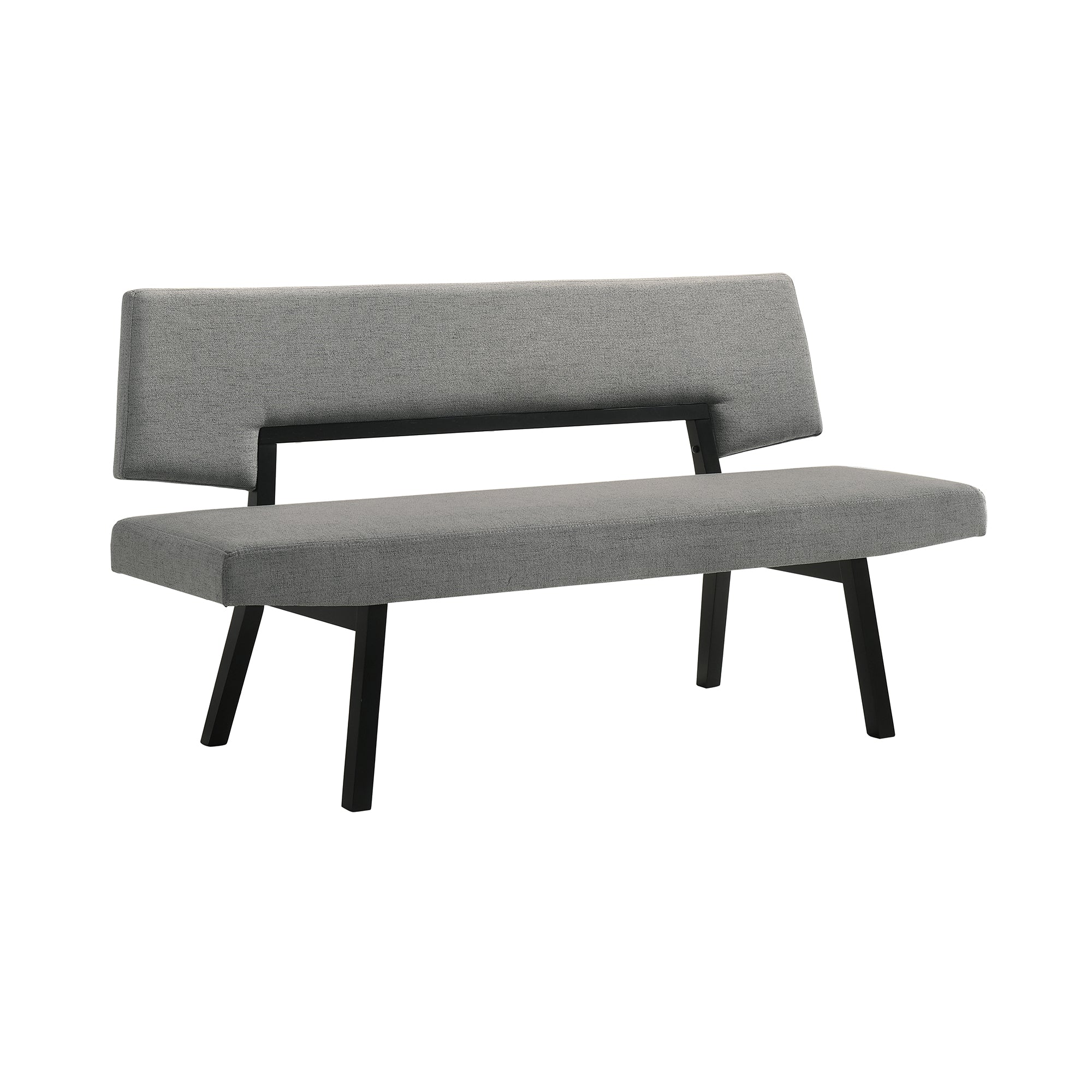 Channell Wood Dining Bench in Black Finish with Charcoal Fabric By Armen Living - Image 4