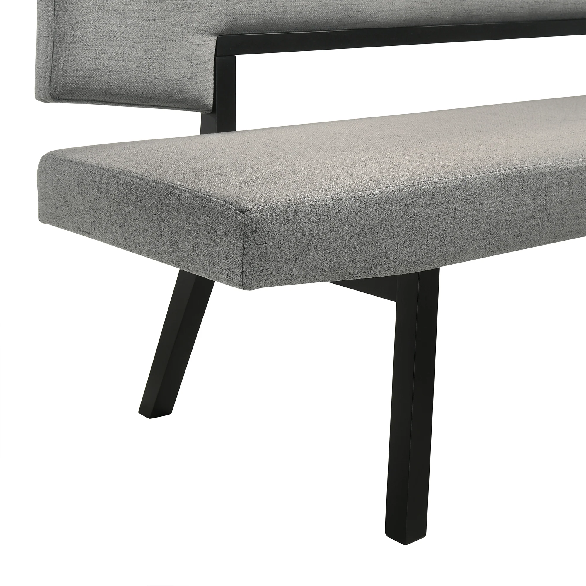 Channell Wood Dining Bench in Black Finish with Charcoal Fabric By Armen Living - Image 6