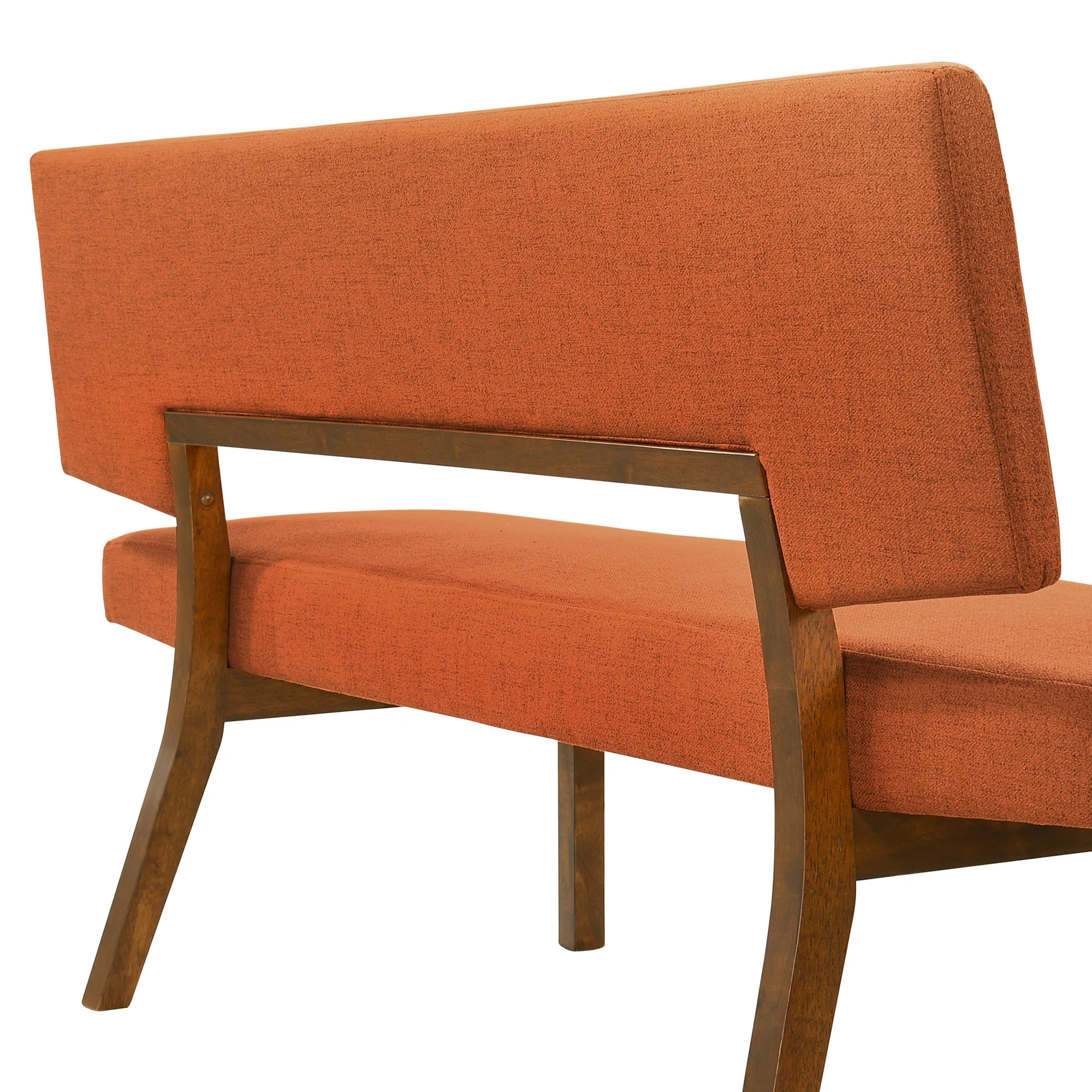 Channell Wood Dining Bench in Walnut Finish with Blue Fabric By Armen Living - Image 14