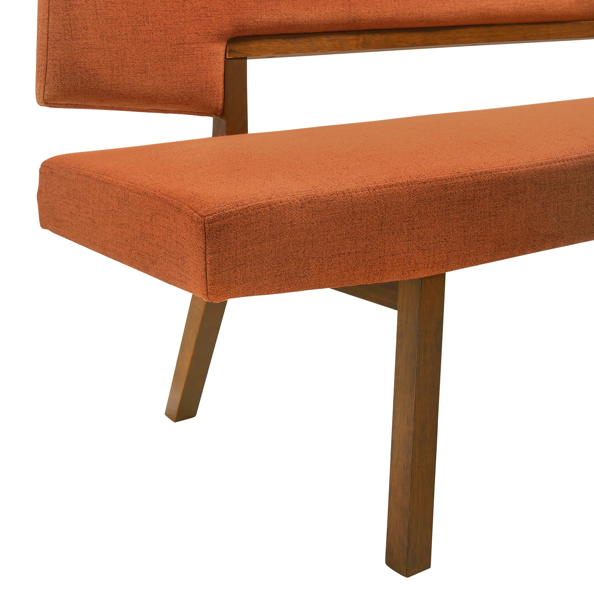 Channell Wood Dining Bench in Walnut Finish with Blue Fabric By Armen Living - Image 15