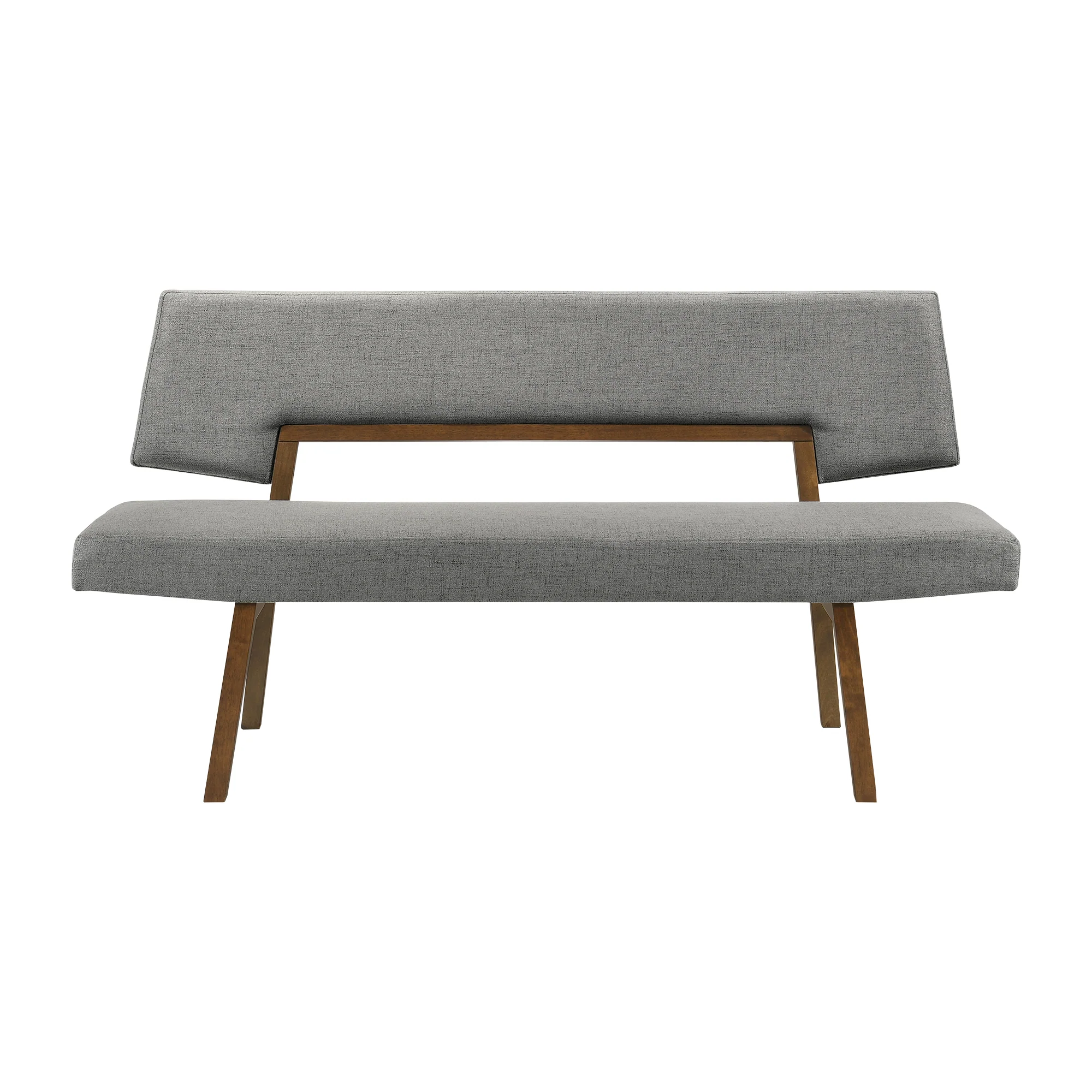 Channell Wood Dining Bench in Walnut Finish with Blue Fabric By Armen Living - Image 19