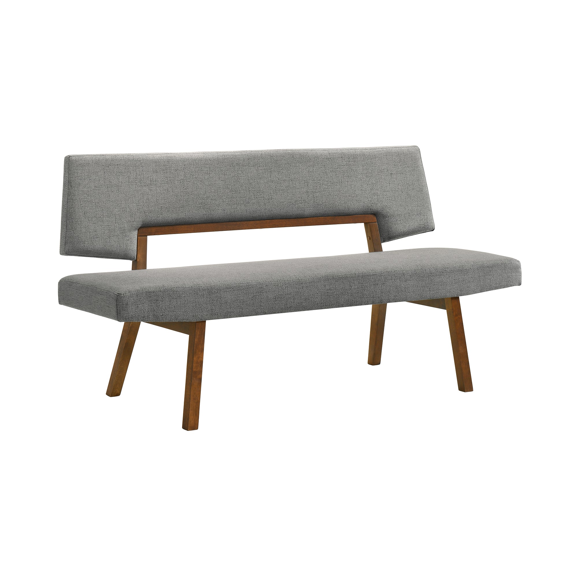 Channell Wood Dining Bench in Walnut Finish with Blue Fabric By Armen Living - Image 20