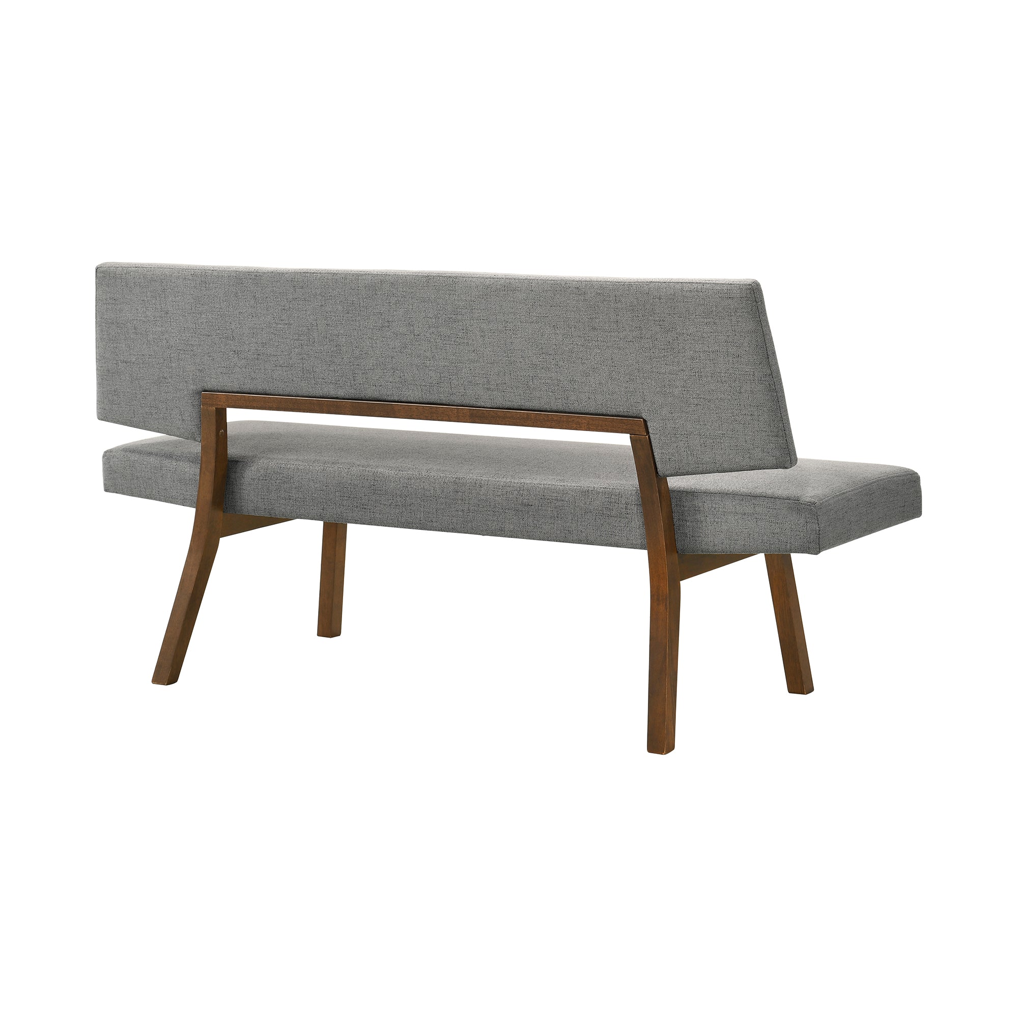 Channell Wood Dining Bench in Walnut Finish with Blue Fabric By Armen Living - Image 21