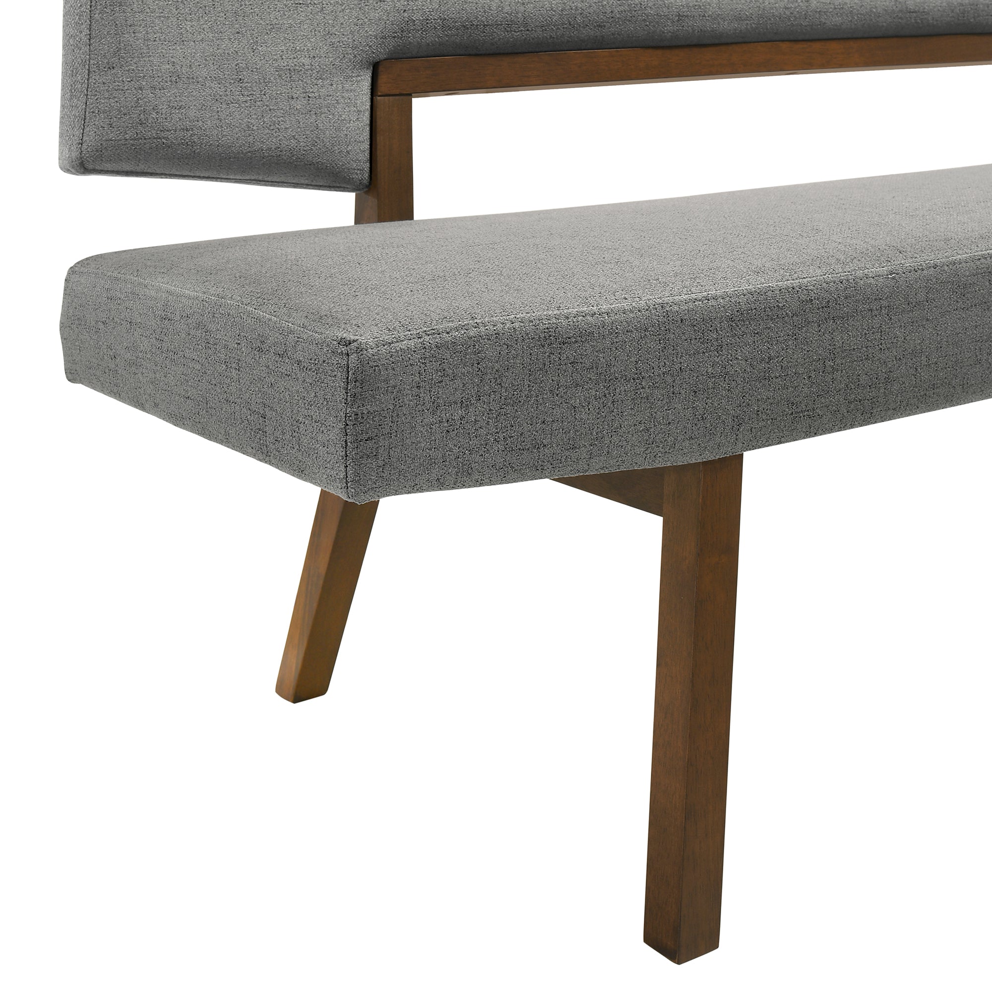 Channell Wood Dining Bench in Walnut Finish with Blue Fabric By Armen Living - Image 23