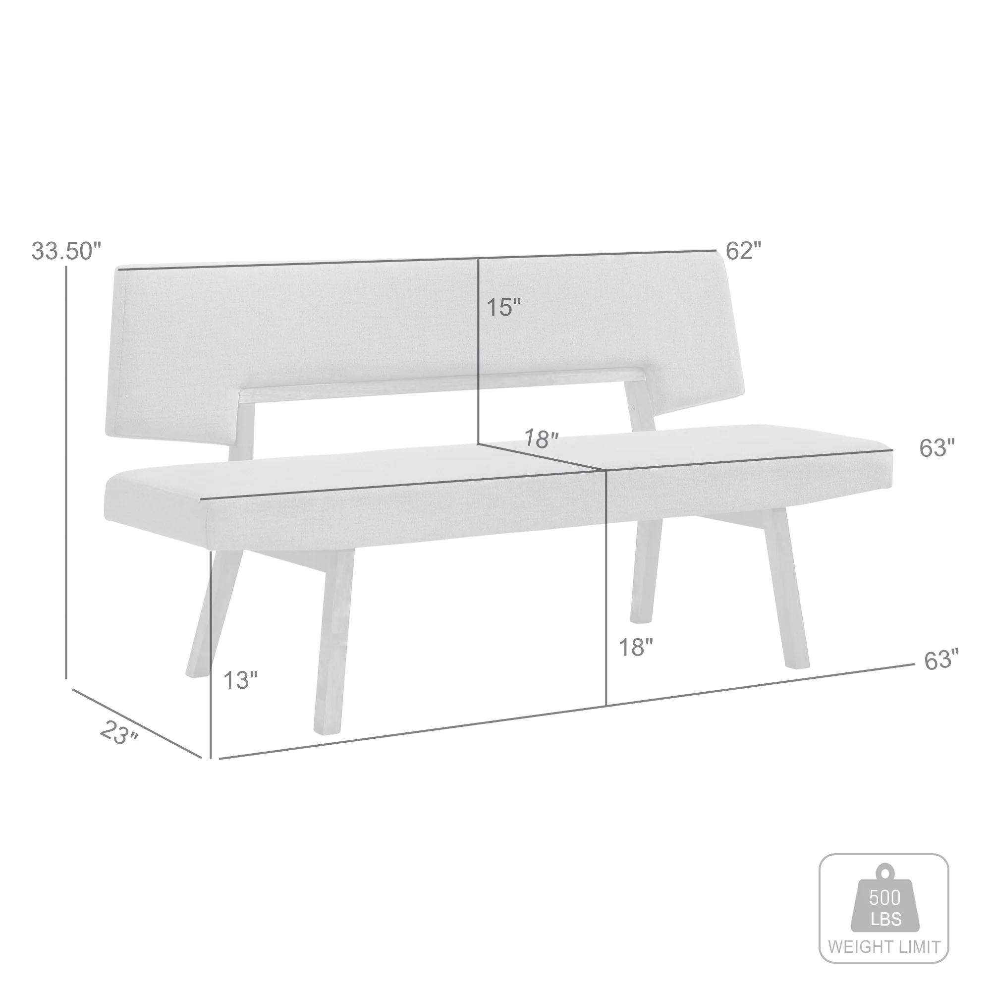 Channell Wood Dining Bench in Walnut Finish with Blue Fabric By Armen Living - Image 24