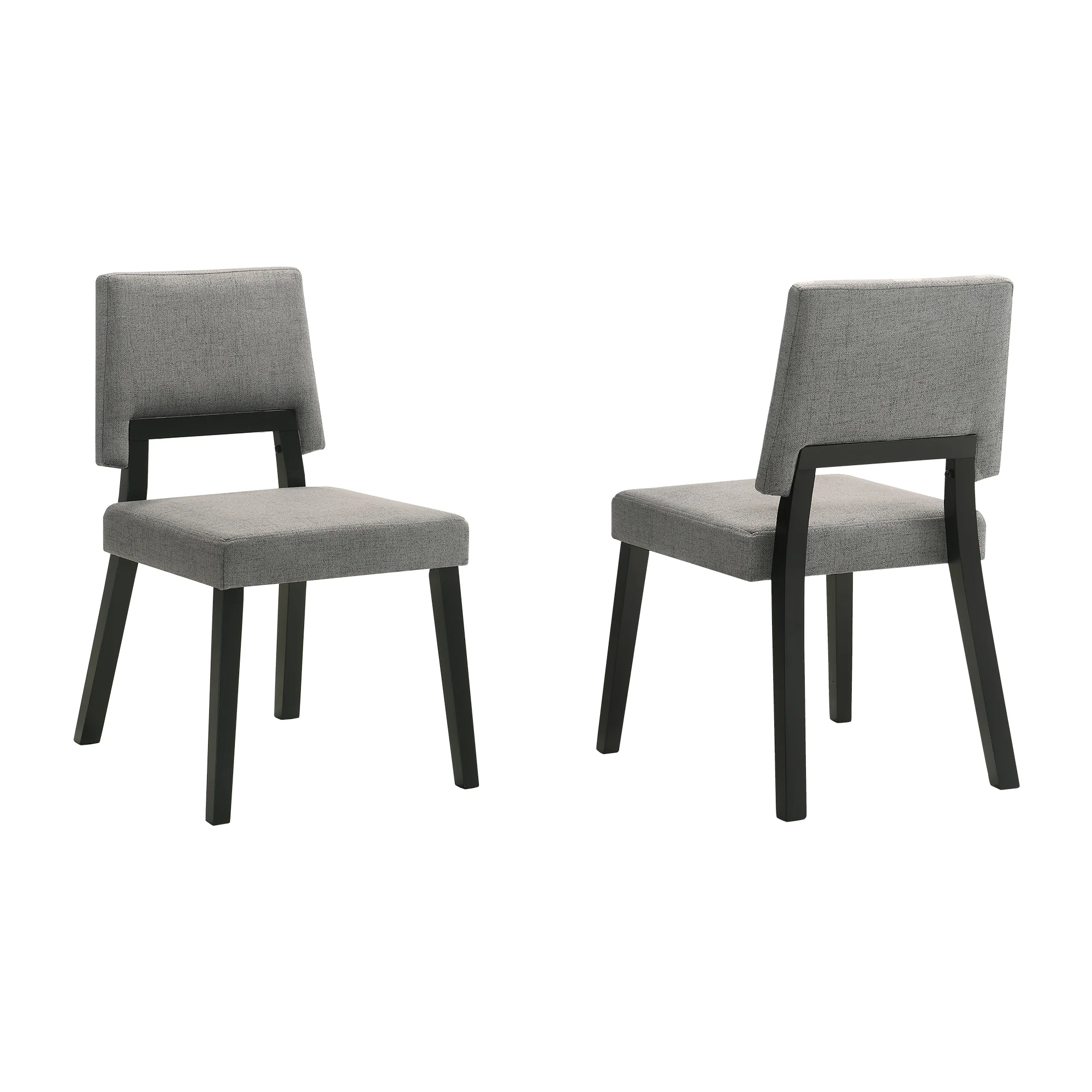 Channell Wood Dining Chair in Black Finish with Charcoal Fabric - Set of 2 By Armen Living - Image 3