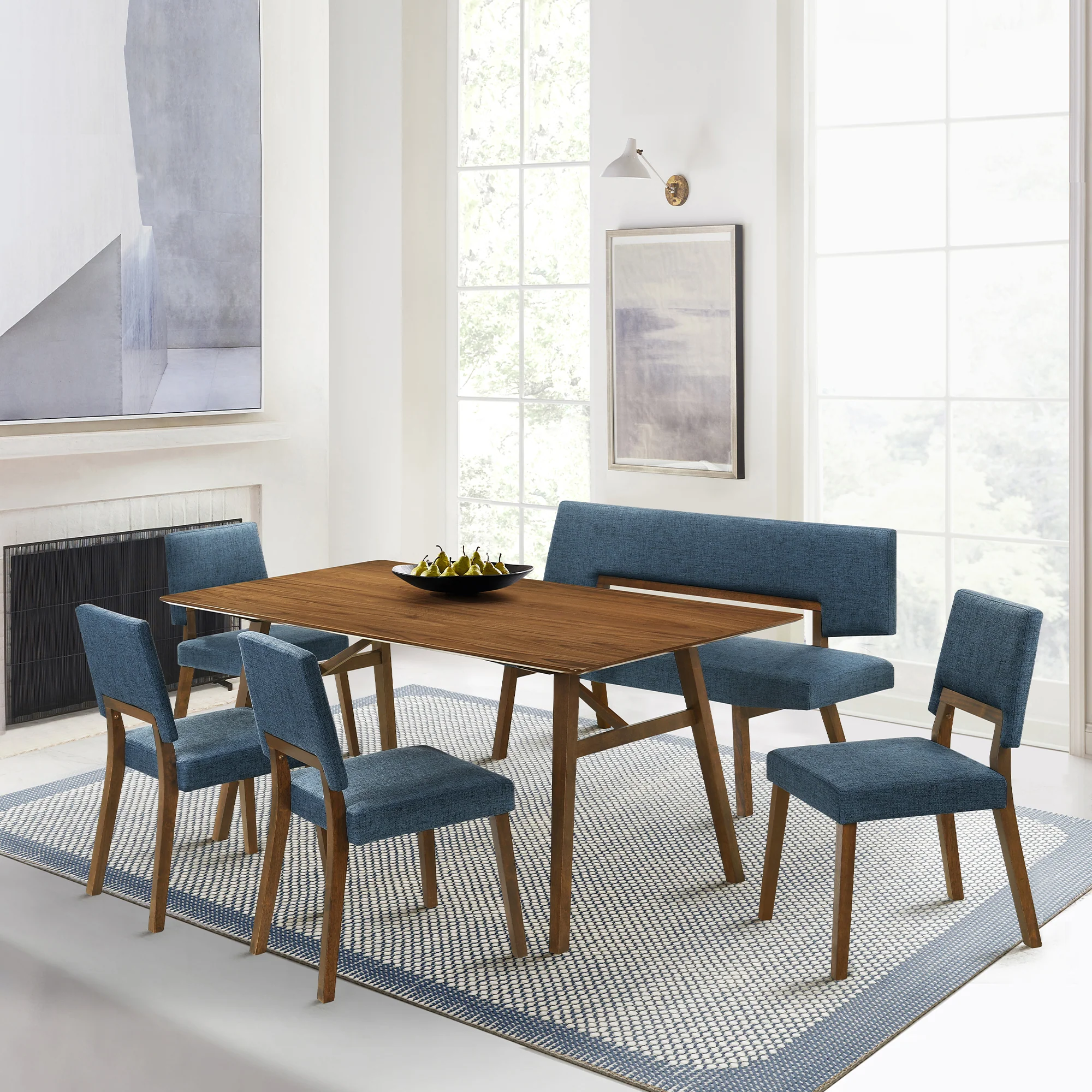 Channell Wood Dining Chair in Walnut Finish with Orange Fabric - Set of 2 By Armen Living - Image 11