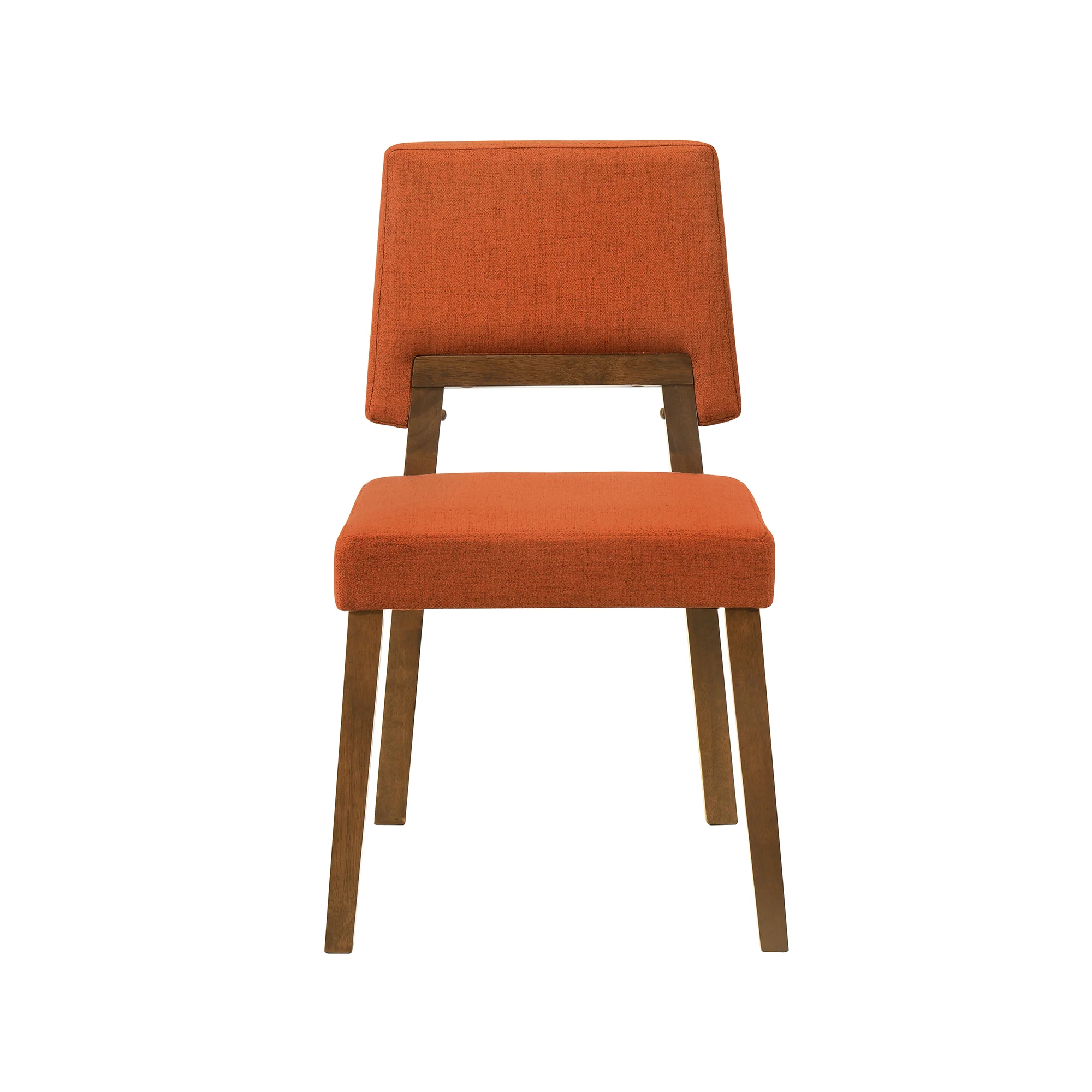 Channell Wood Dining Chair in Walnut Finish with Orange Fabric - Set of 2 By Armen Living - Image 5