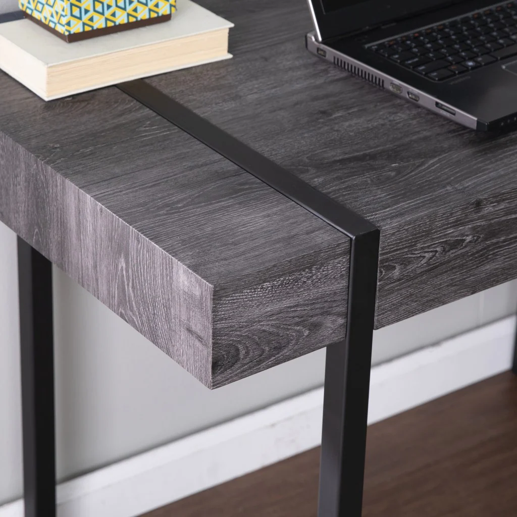 Charcoal Black Small Space Desk By Homeroots - Image 2