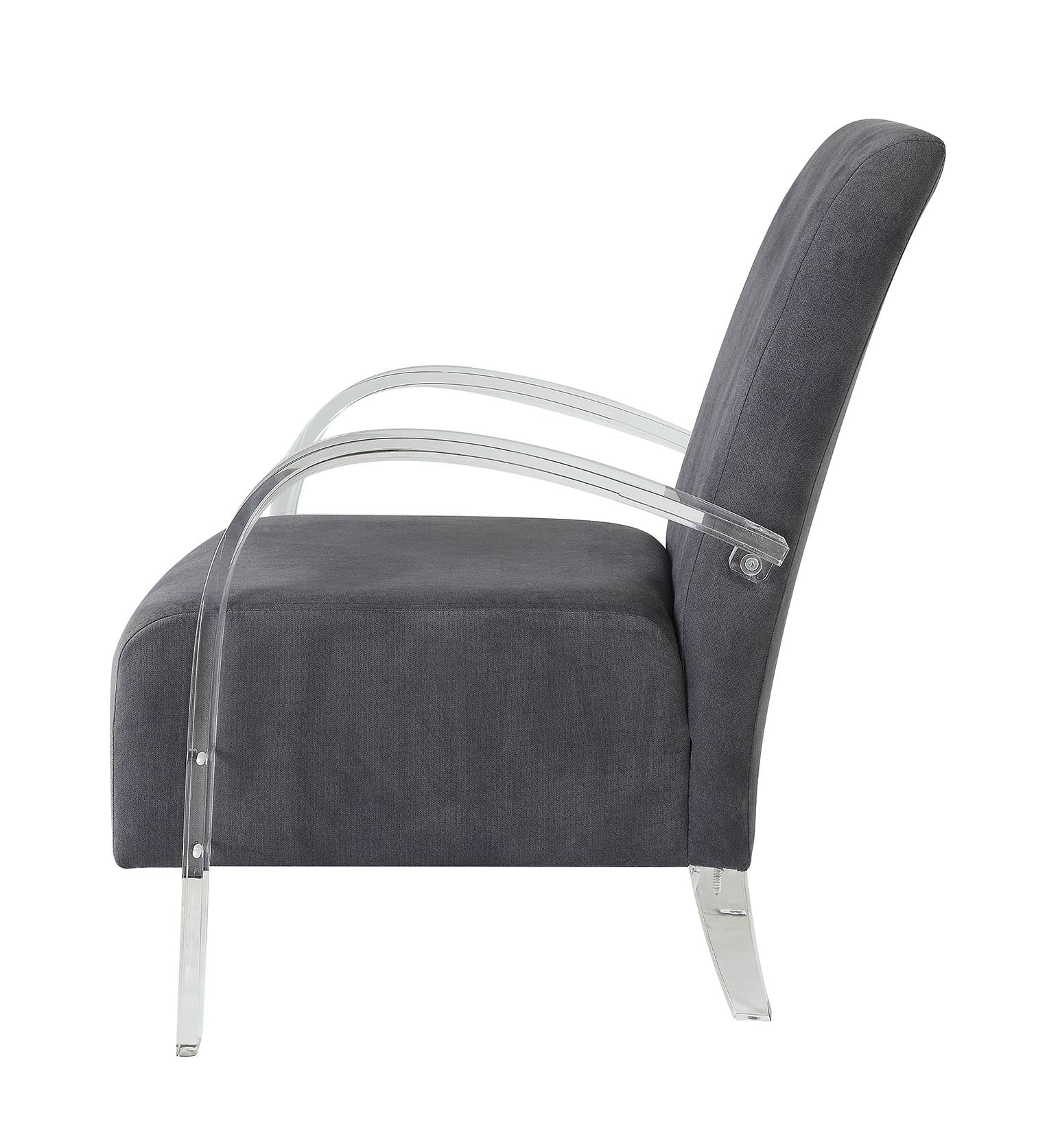 Charcoal Clear Acrylic Upholstery Acrylic Accent Chair By Homeroots - Image 3