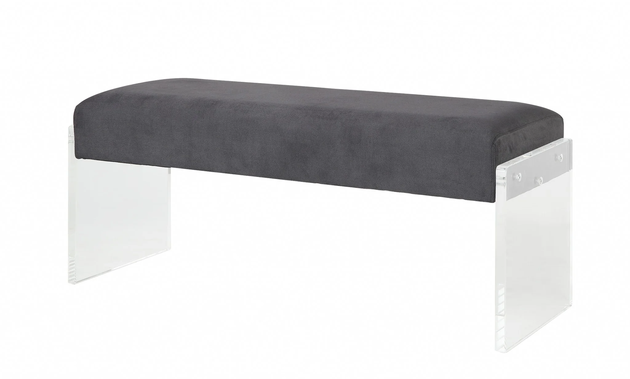 Charcoal Clear Acrylic Upholstery Bench By Homeroots - Image 3