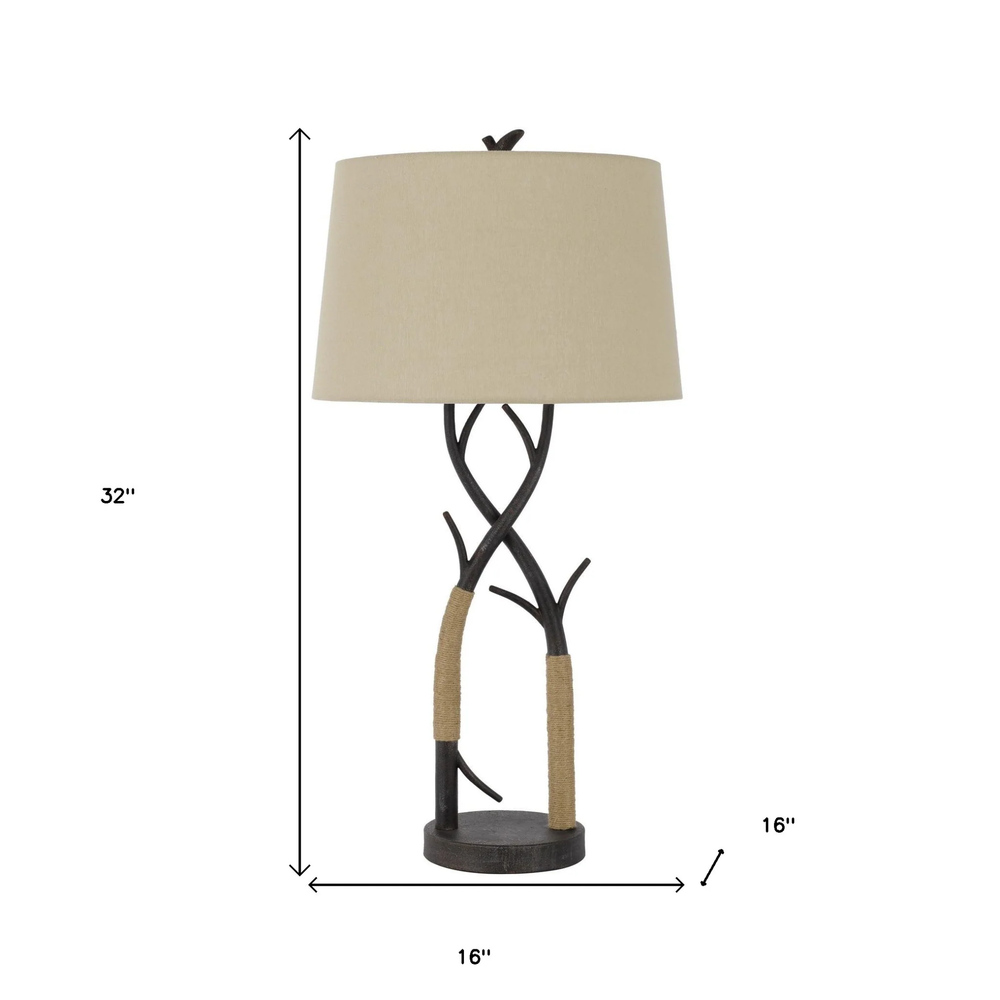 Charcoal Metal Table Lamp With Tan Empire Shade By Homeroots - Image 4