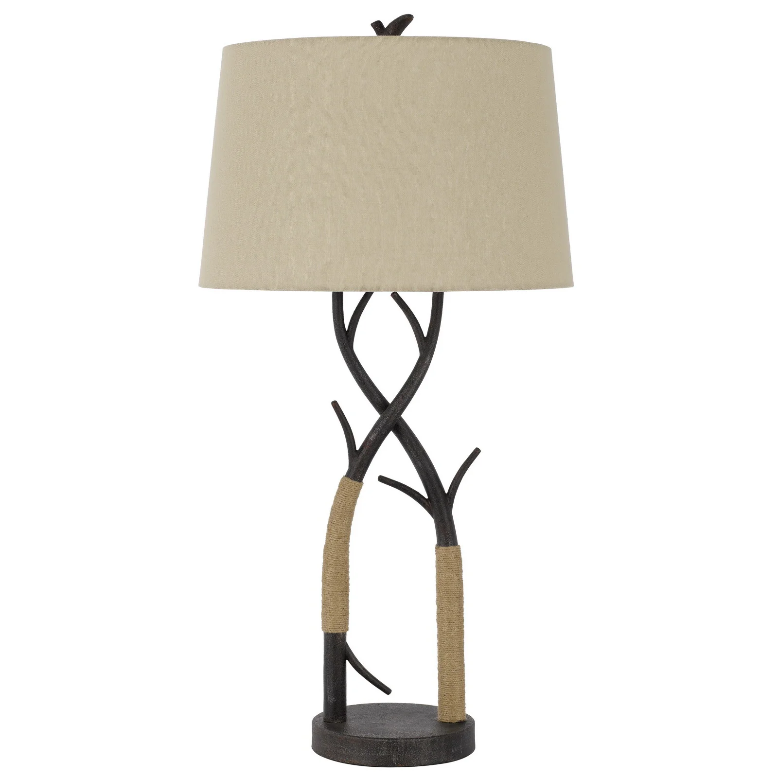 Charcoal Metal Table Lamp With Tan Empire Shade By Homeroots - Image 6