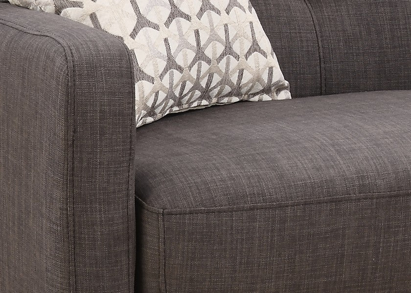Charcoal Mid-Century Polyester Fabric Love Seat By Homeroots - Image 2