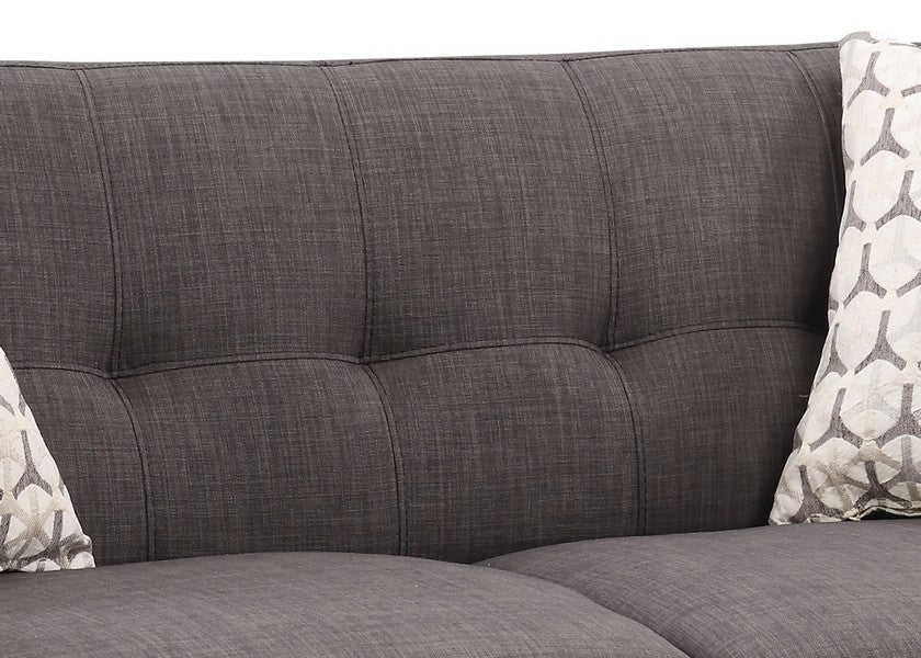 Charcoal Mid-Century Polyester Fabric Love Seat By Homeroots - Image 3