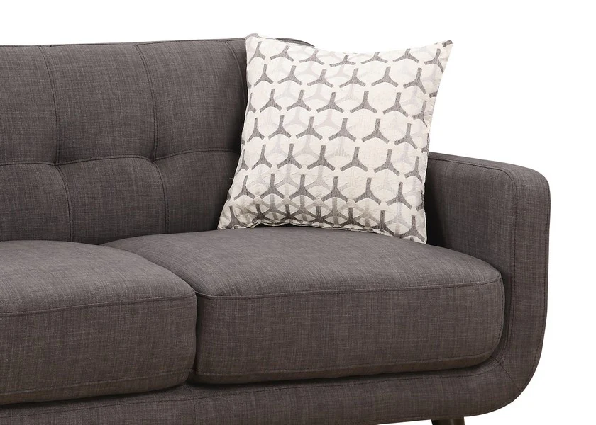 Charcoal Mid-Century Polyester Fabric Love Seat By Homeroots - Image 6