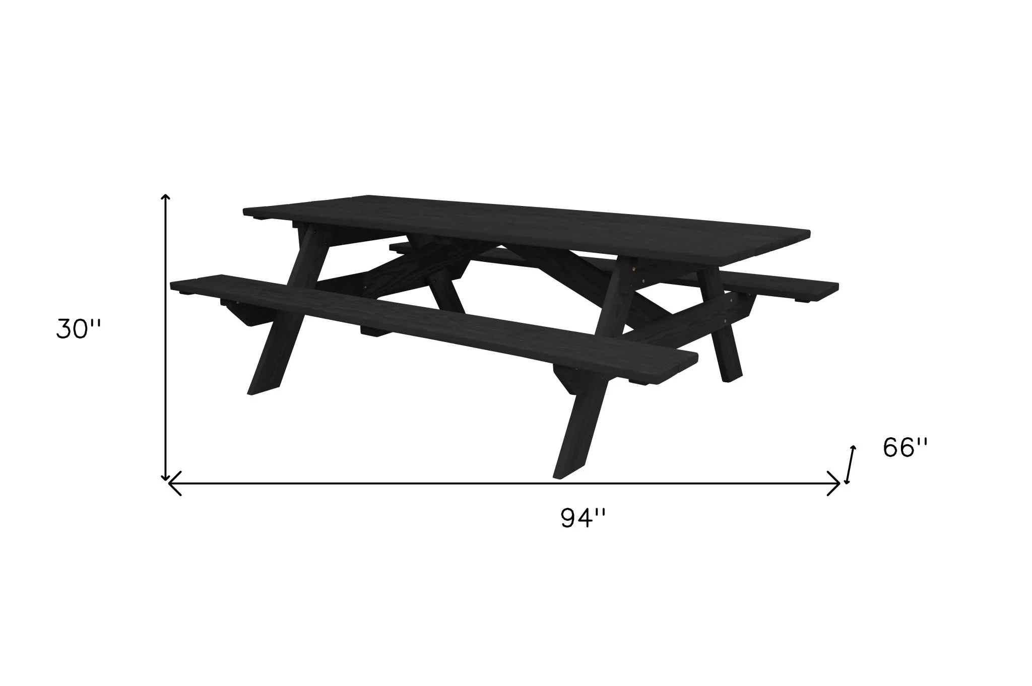 Charcoal Solid Wood Outdoor Picnic Table By Homeroots - Image 2