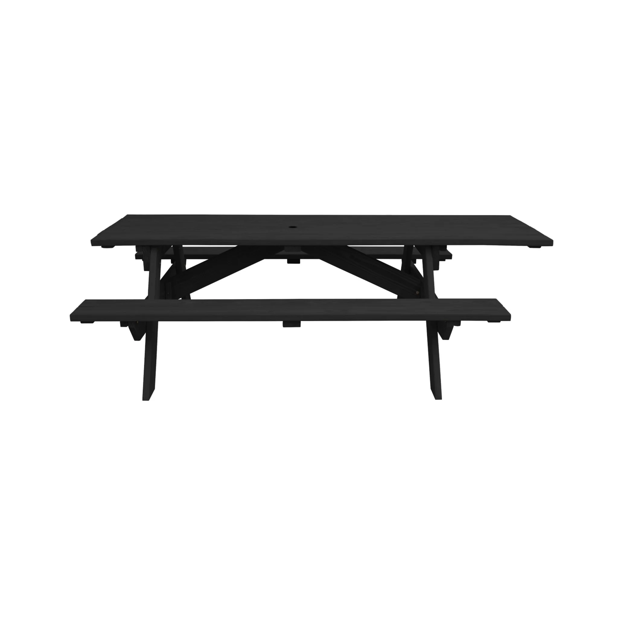 Charcoal Solid Wood Outdoor Picnic Table with Umbrella Hole By Homeroots - Image 2