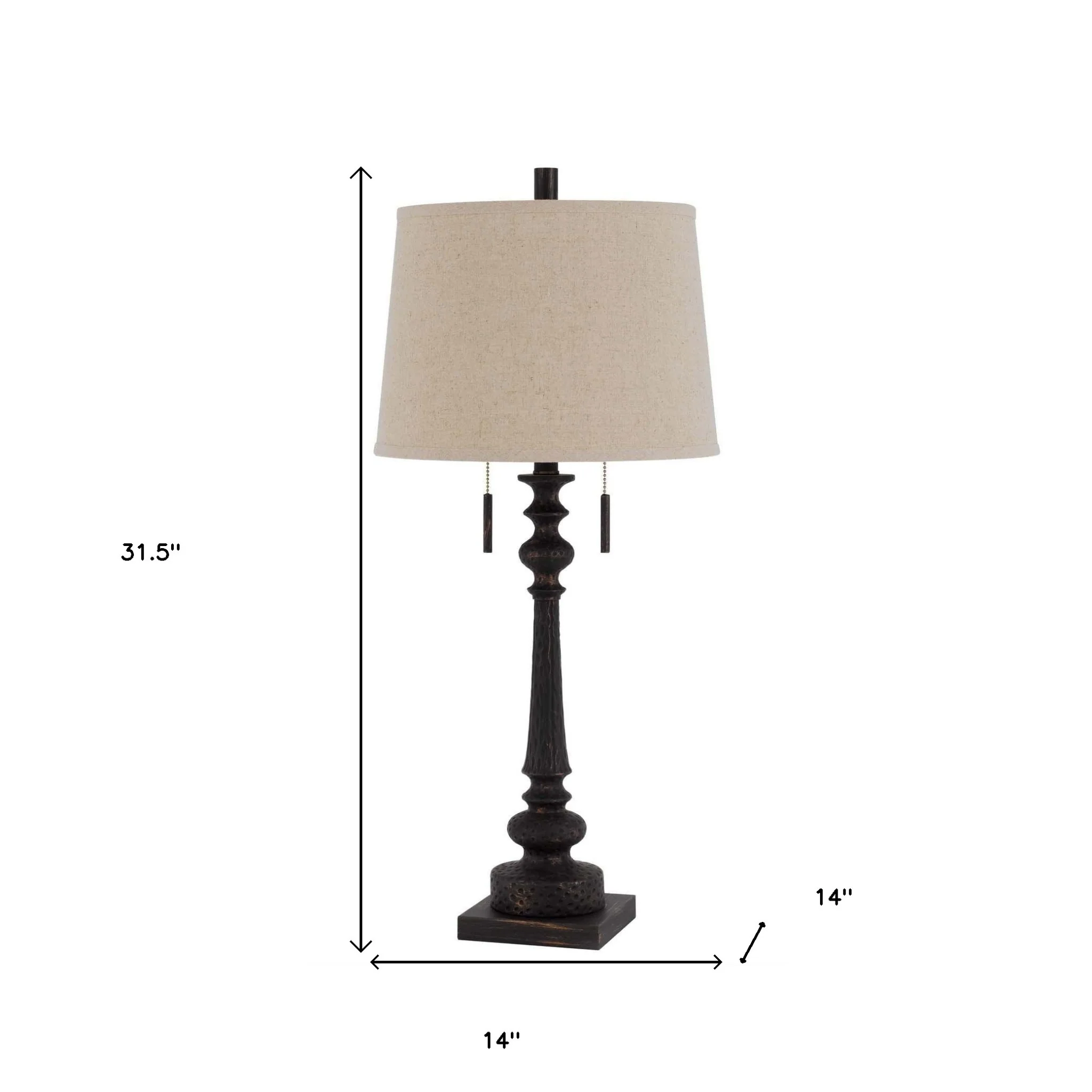 Charcoal Two Light Table Lamp With Tan Drum Shade By Homeroots - Image 4