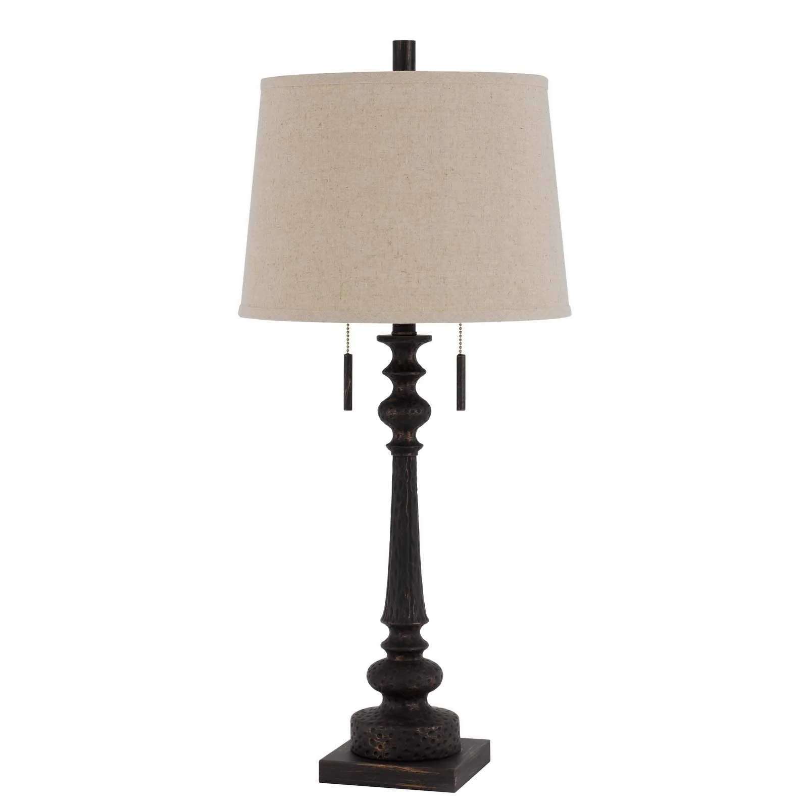 Charcoal Two Light Table Lamp With Tan Drum Shade By Homeroots - Image 5