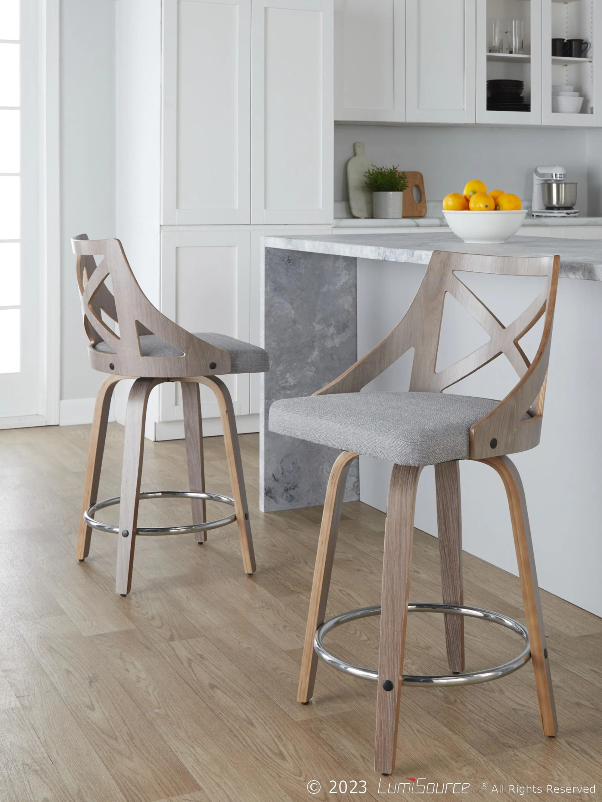 Charlotte 24" Fixed-Height Counter Stool - Set of 2 By LumiSource - B24-CHARLOTFB-GRTZR2 LGYLGYCR2 - Image 11