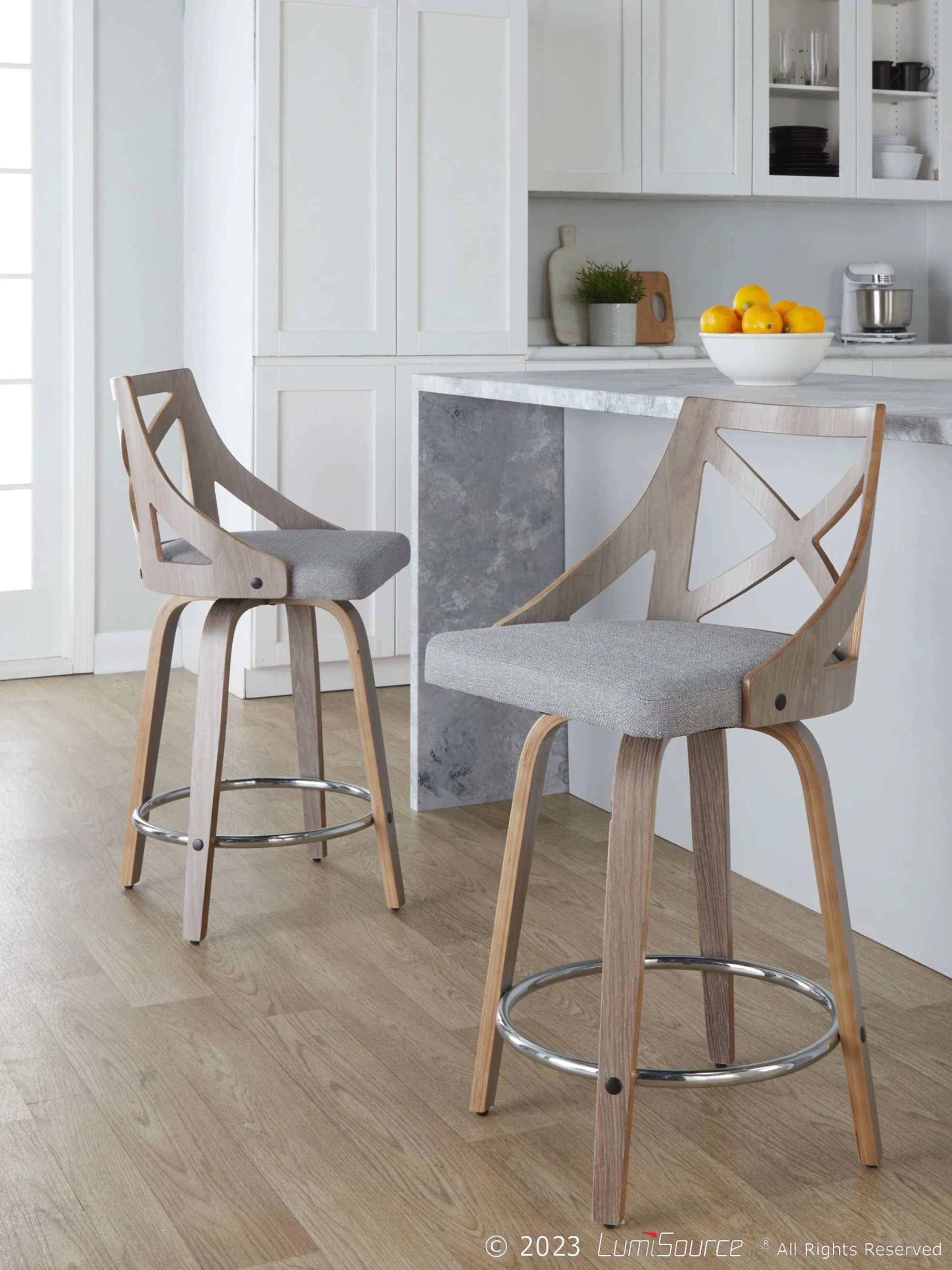 Charlotte 24" Fixed-Height Counter Stool - Set of 2 By LumiSource - B24-CHARLOTFB-GRTZR2 LGYLGYCR2 - Image 12