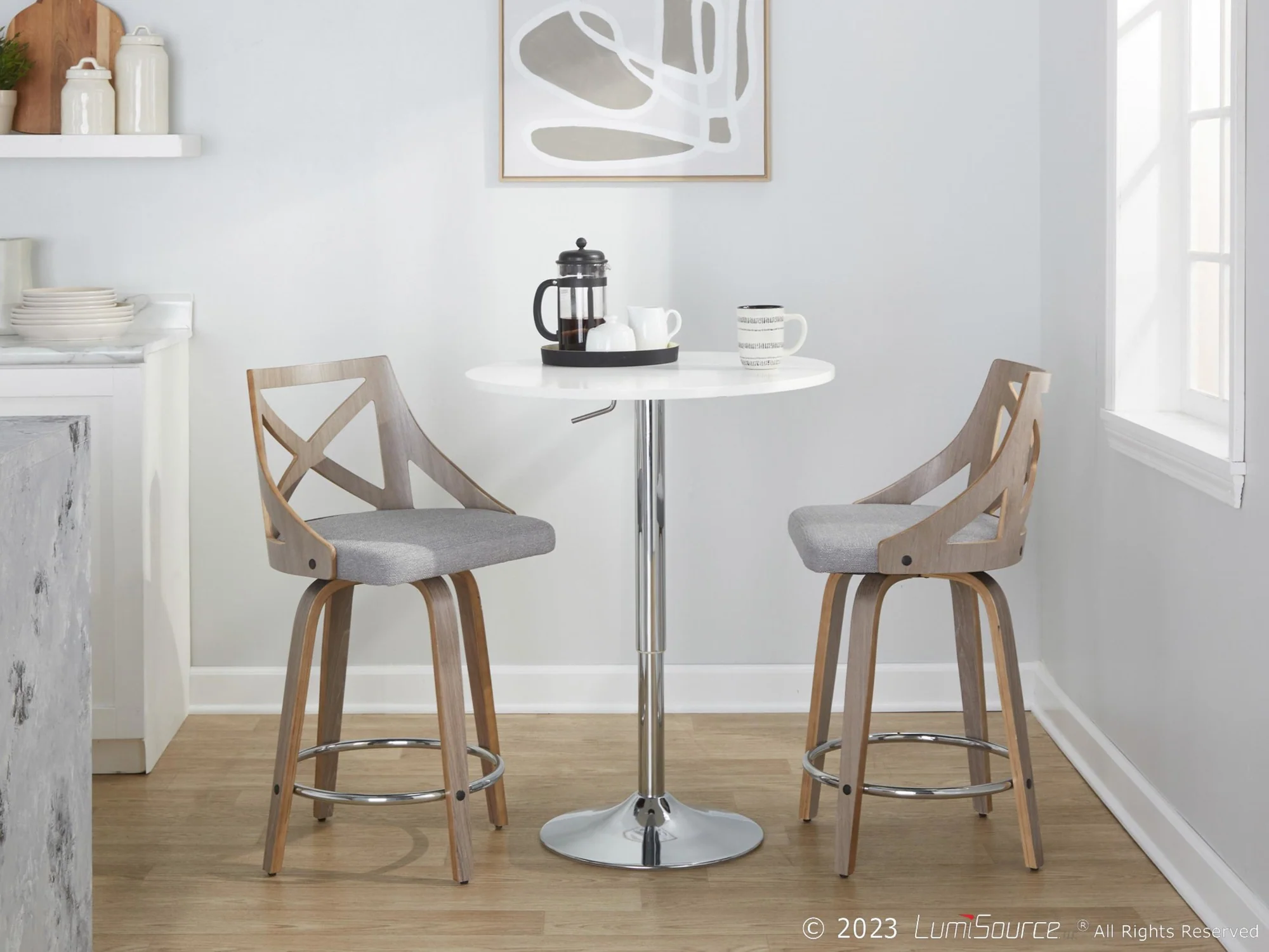 Charlotte 24" Fixed-Height Counter Stool - Set of 2 By LumiSource - B24-CHARLOTFB-GRTZR2 LGYLGYCR2 - Image 13