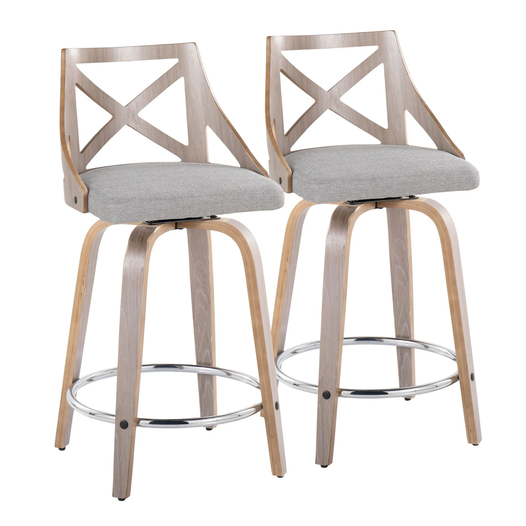 Charlotte 24" Fixed-Height Counter Stool - Set of 2 By LumiSource - B24-CHARLOTFB-GRTZR2 LGYLGYCR2 - Image 14