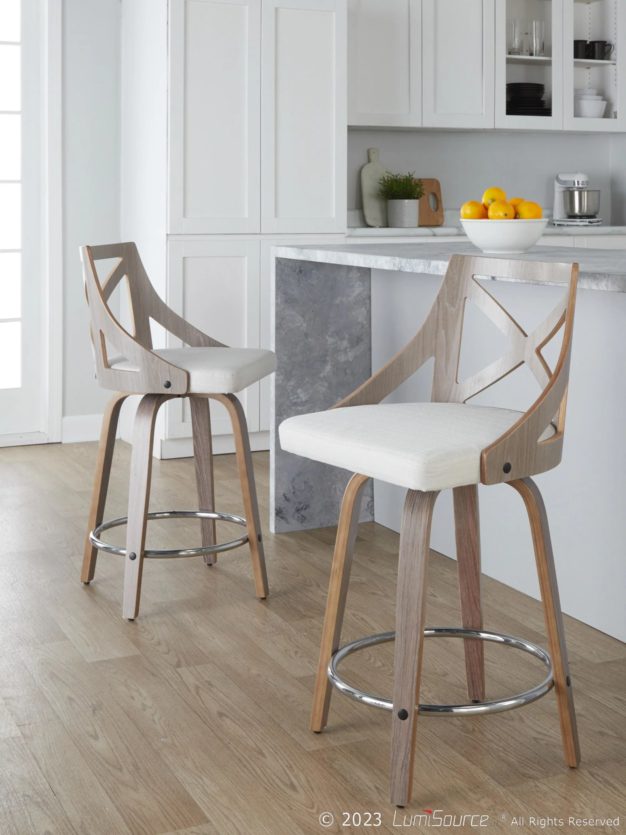 Charlotte 24" Fixed-Height Counter Stool - Set of 2 By LumiSource - B24-CHARLOTFB-GRTZR2 LGYLGYCR2 - Image 2