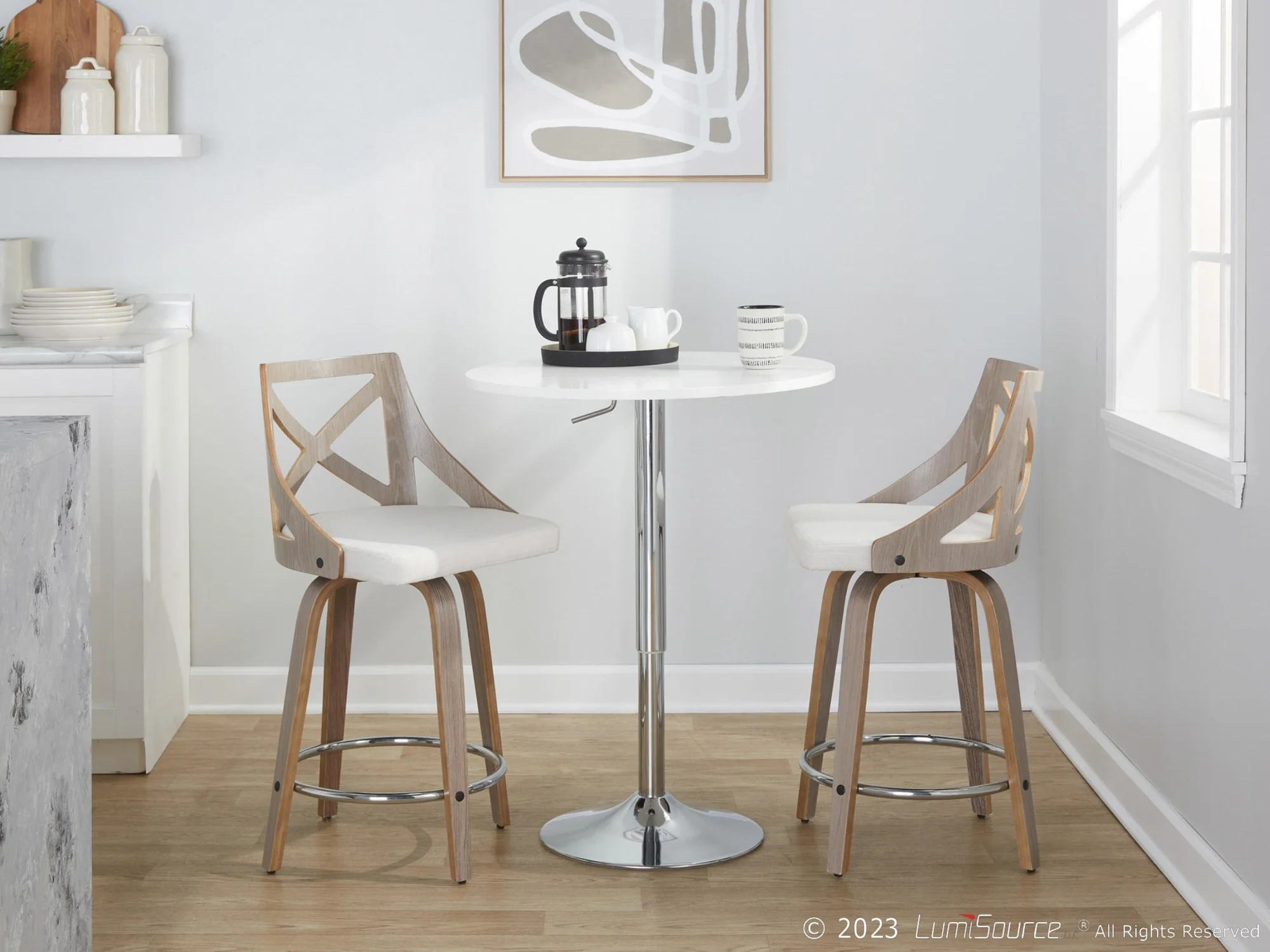 Charlotte 24" Fixed-Height Counter Stool - Set of 2 By LumiSource - B24-CHARLOTFB-GRTZR2 LGYLGYCR2 - Image 3