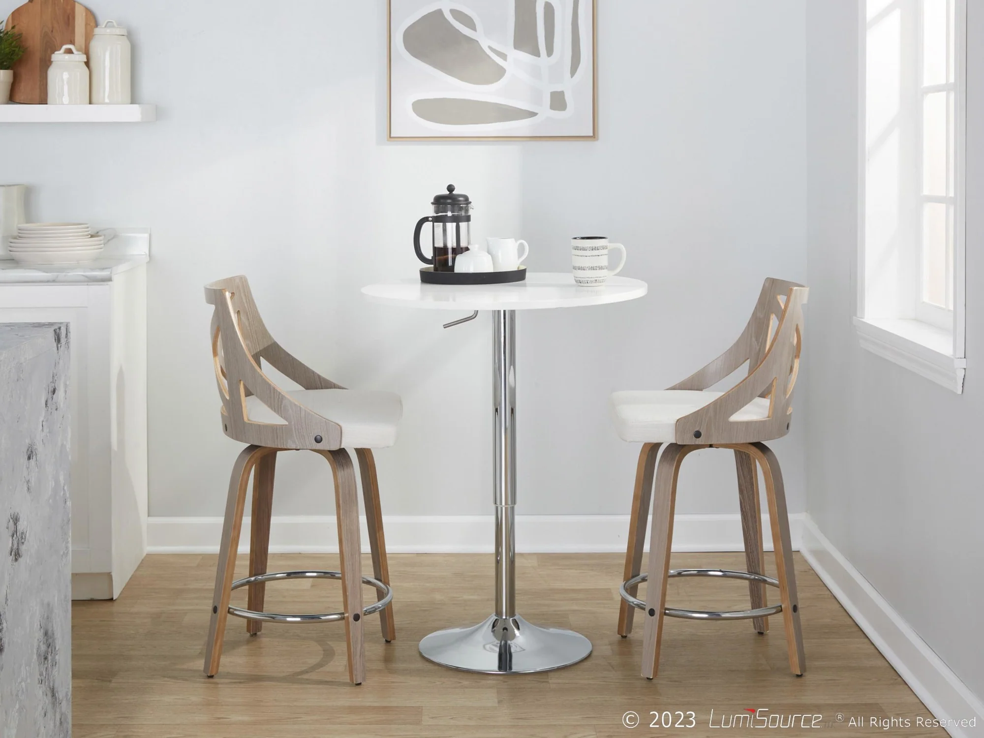 Charlotte 24" Fixed-Height Counter Stool - Set of 2 By LumiSource - B24-CHARLOTFB-GRTZR2 LGYLGYCR2 - Image 4