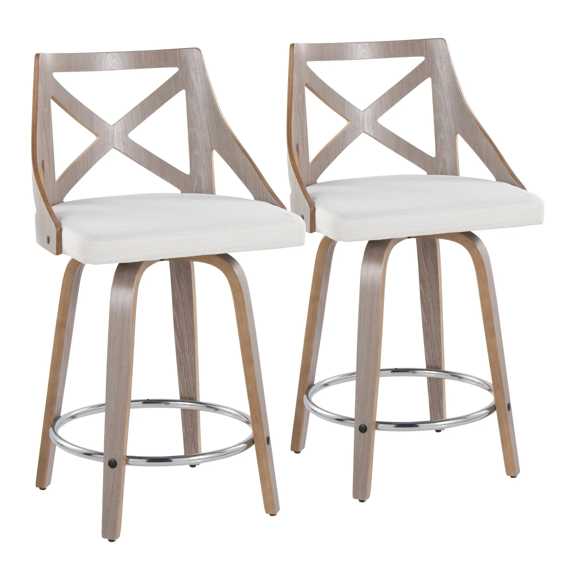 Charlotte 24" Fixed-Height Counter Stool - Set of 2 By LumiSource - B24-CHARLOTFB-GRTZR2 LGYLGYCR2 - Image 5