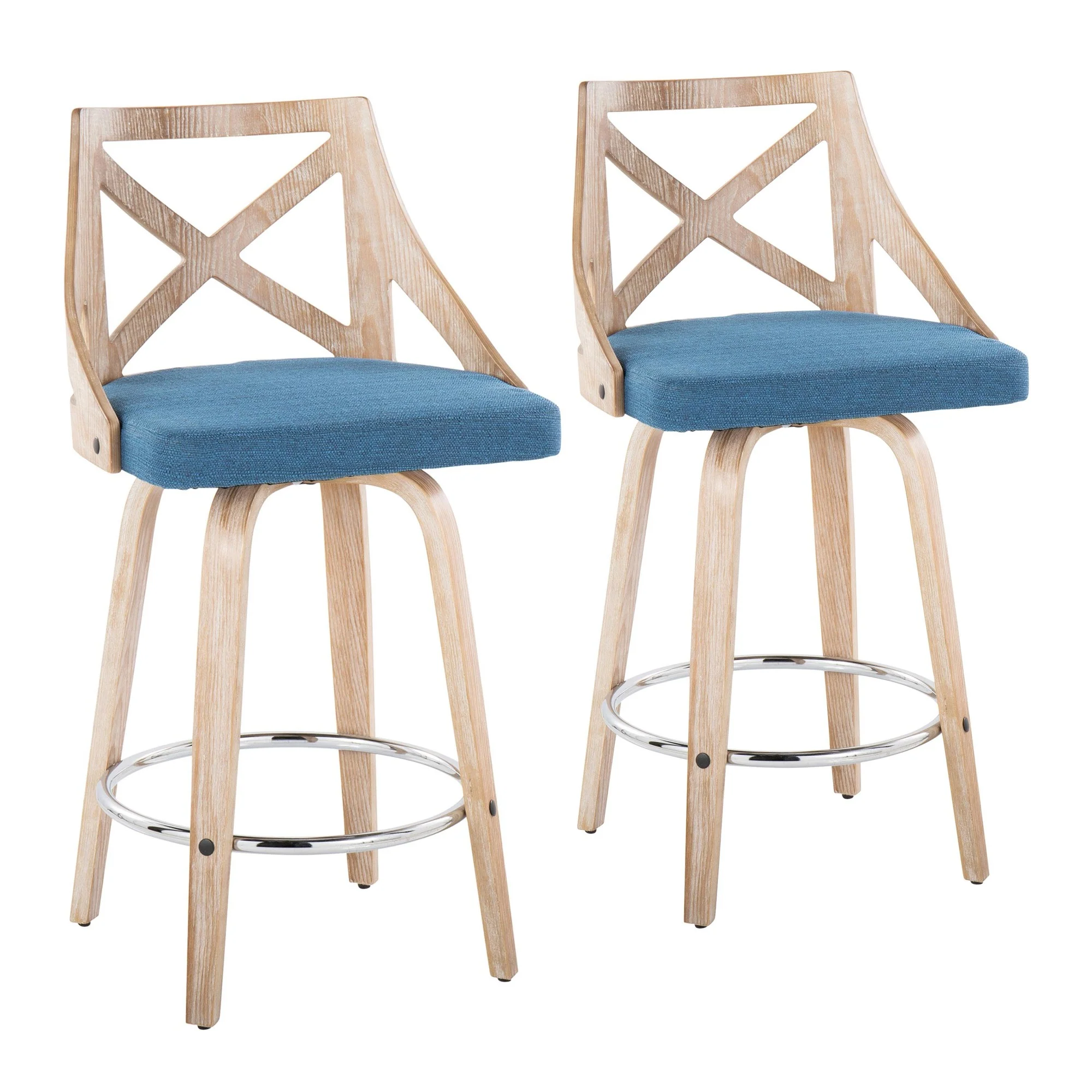 Charlotte 26" Fixed-Height Counter Stool - Set of 2 Blue By LumiSource - Image 2