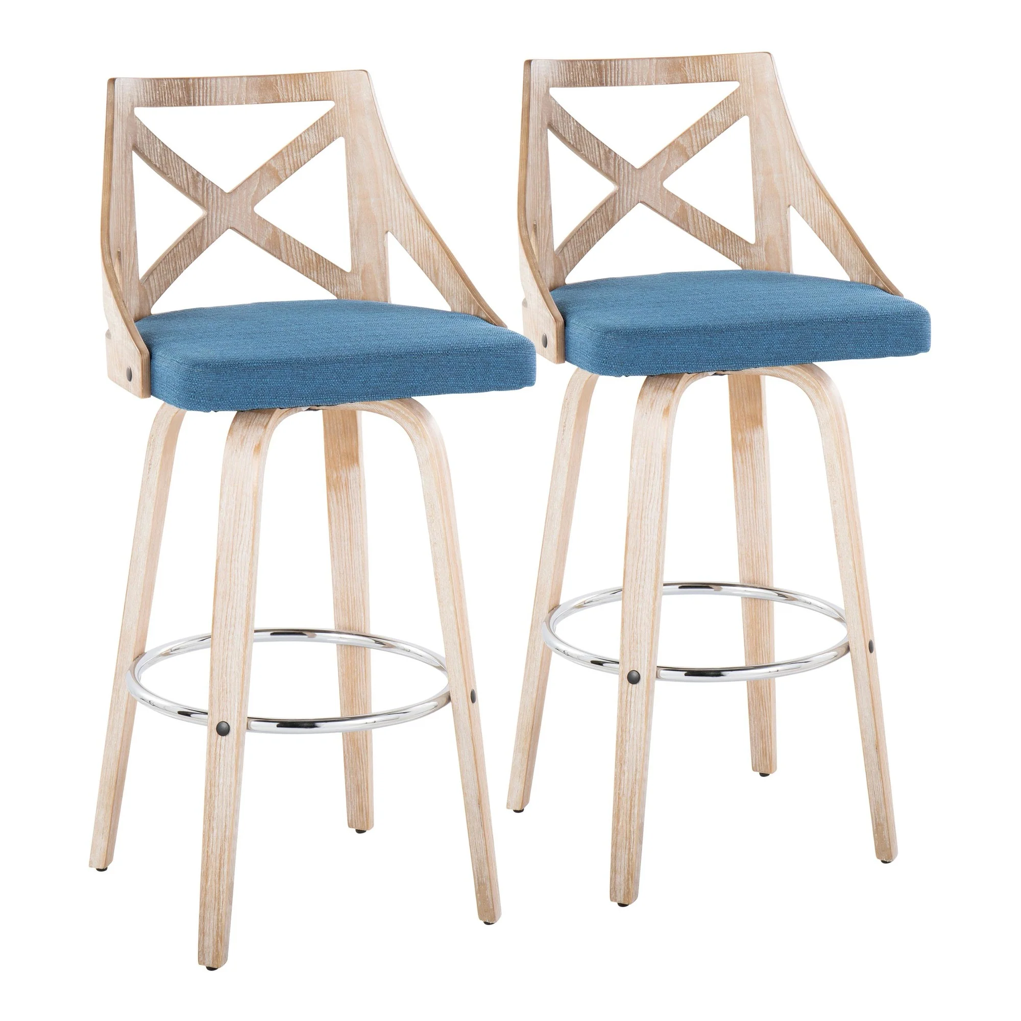 Charlotte 30" Fixed-Height Barstool - Set of 2 Blue By LumiSource - Image 2