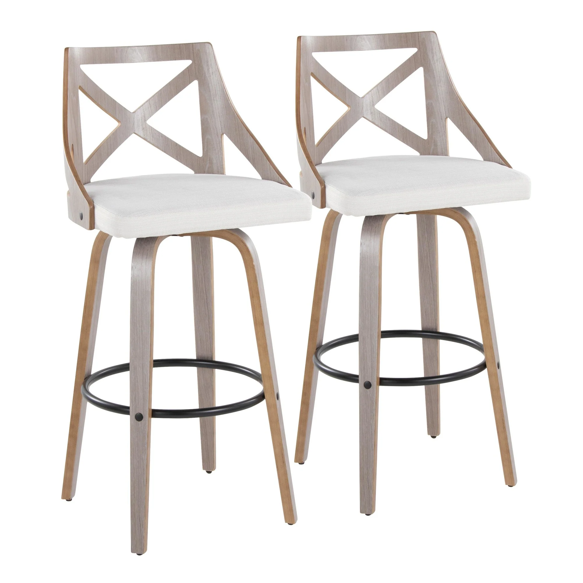 Charlotte 30" Fixed-Height Barstool - Set of 2 By LumiSource - B30-CHARLOTFB-GRTZQ2 LGYLGYCR2 - Image 3