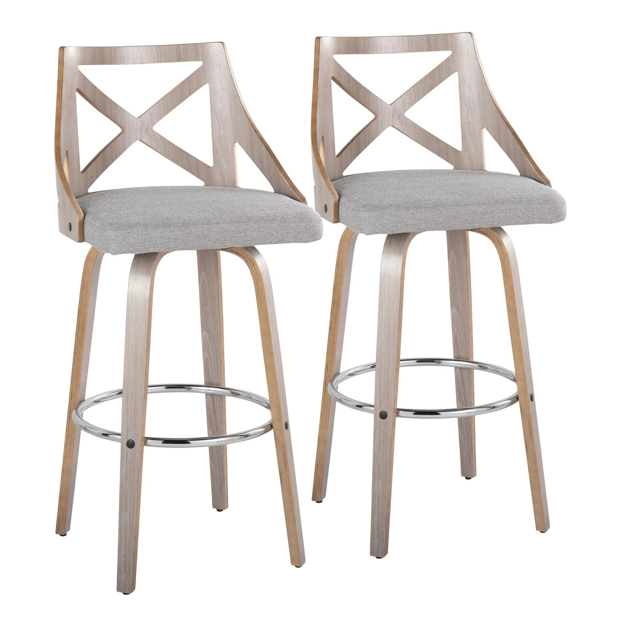 Charlotte 30" Fixed-Height Barstool - Set of 2 By LumiSource - B30-CHARLOTFB-GRTZR2 LGYLGYCR2 - Image 12