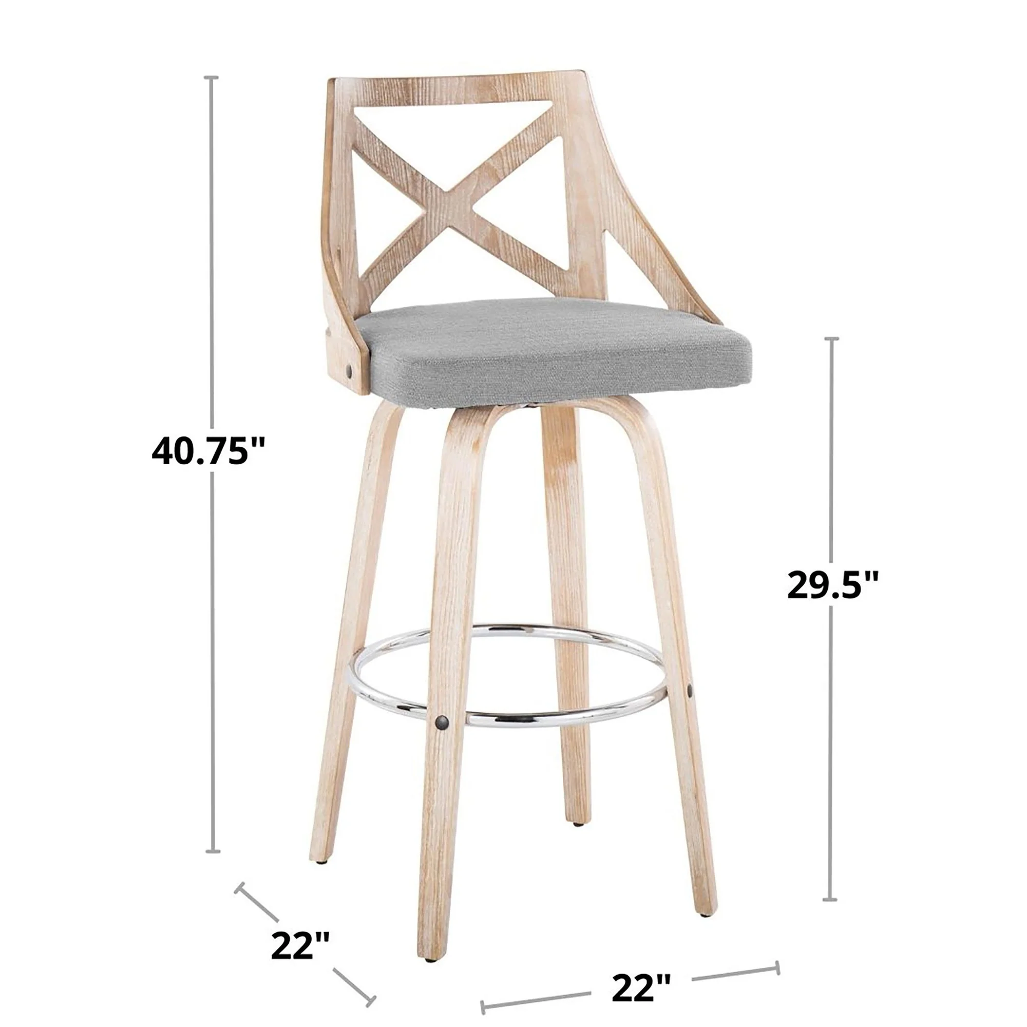 Charlotte 30" Fixed-Height Barstool - Set of 2 By LumiSource - B30-CHARLOTFB-GRTZR2 LGYLGYCR2 - Image 17