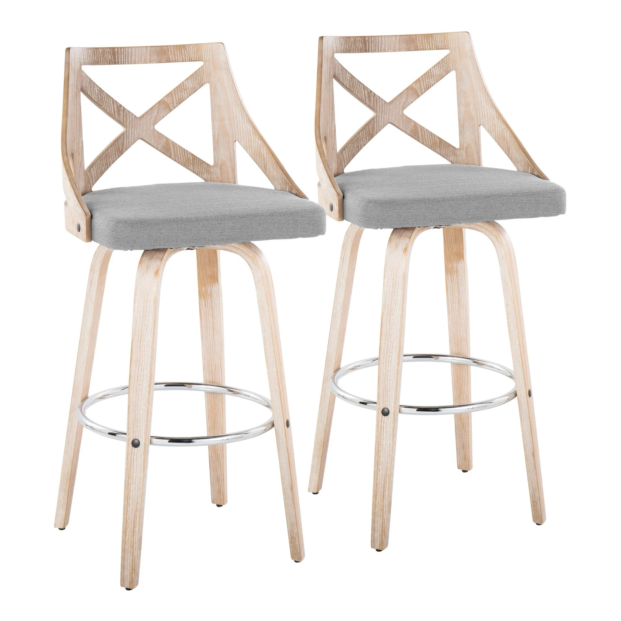Charlotte 30" Fixed-Height Barstool - Set of 2 By LumiSource - B30-CHARLOTFB-GRTZR2 LGYLGYCR2 - Image 20