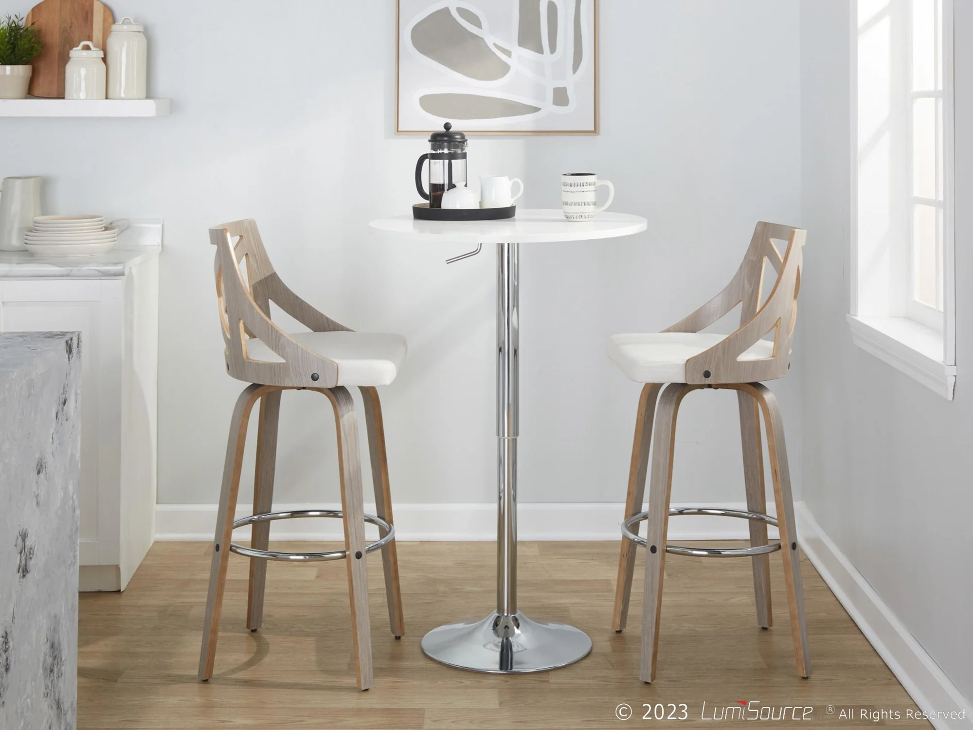 Charlotte 30" Fixed-Height Barstool - Set of 2 By LumiSource - B30-CHARLOTFB-GRTZR2 LGYLGYCR2 - Image 4