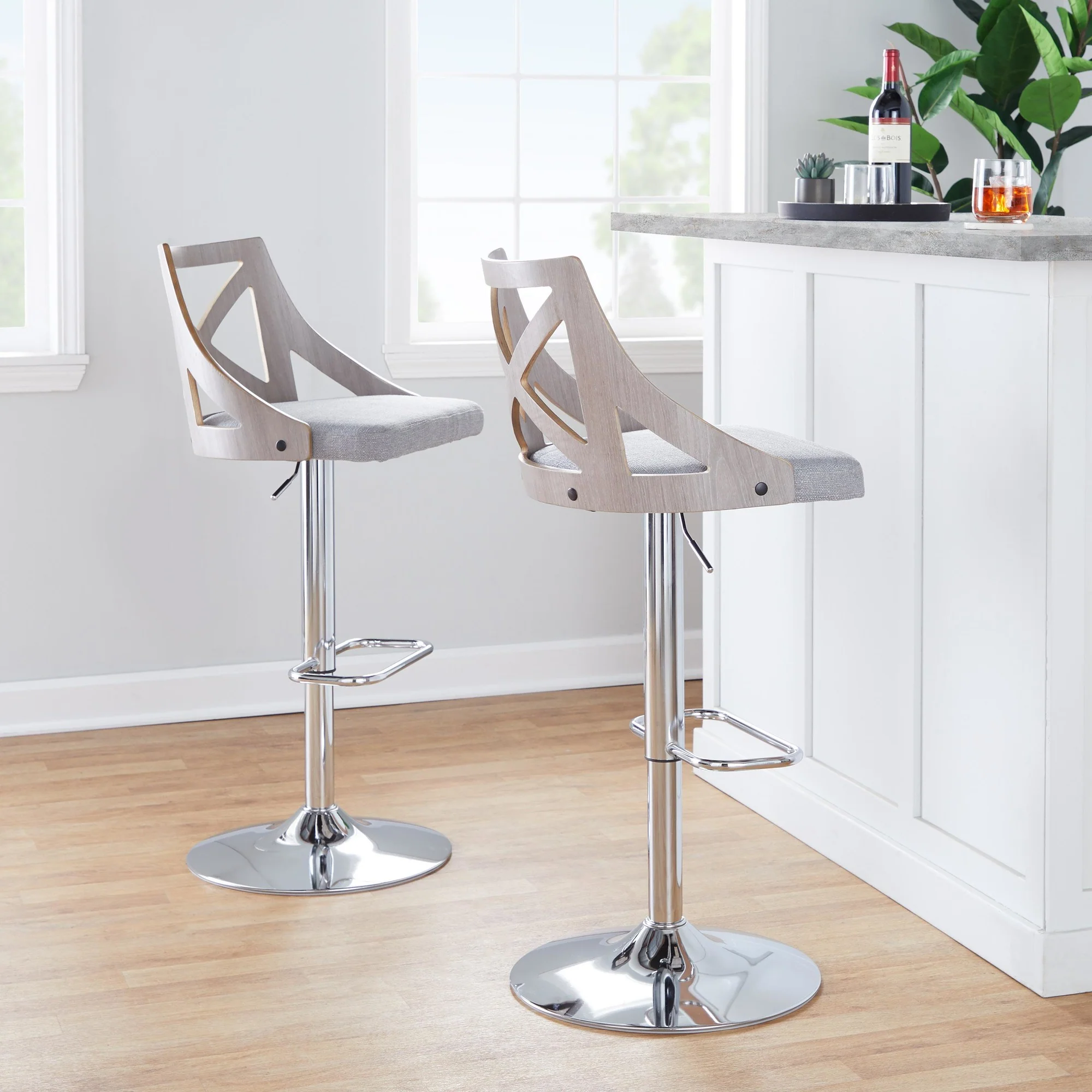 Charlotte Adjustable Barstool - Set of 2 By LumiSource - BS-CHARLOTFB-RR2 CHRLGYCR2 - Image 12