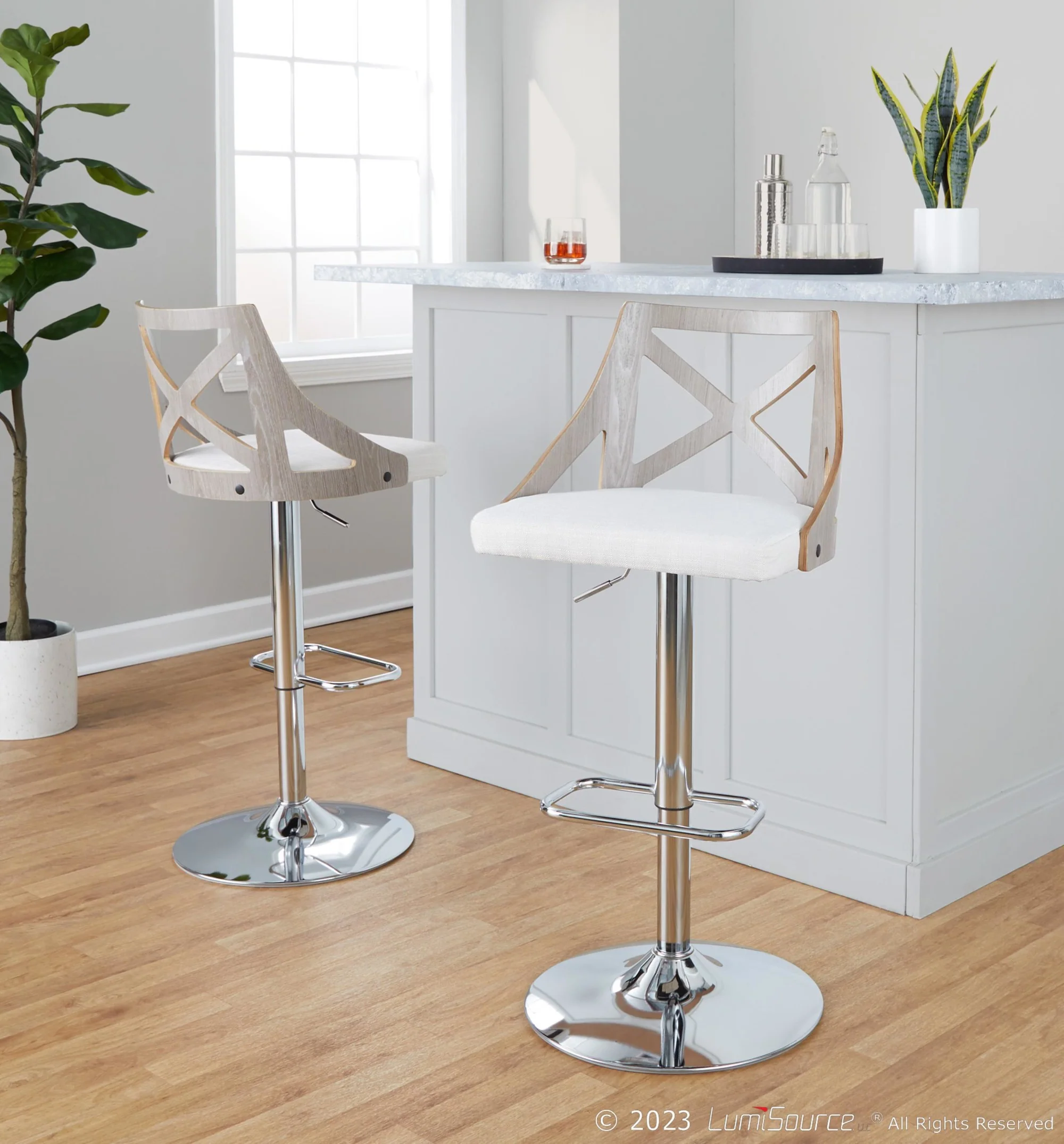Charlotte Adjustable Barstool - Set of 2 By LumiSource - BS-CHARLOTFB-RR2 CHRLGYCR2 - Image 2