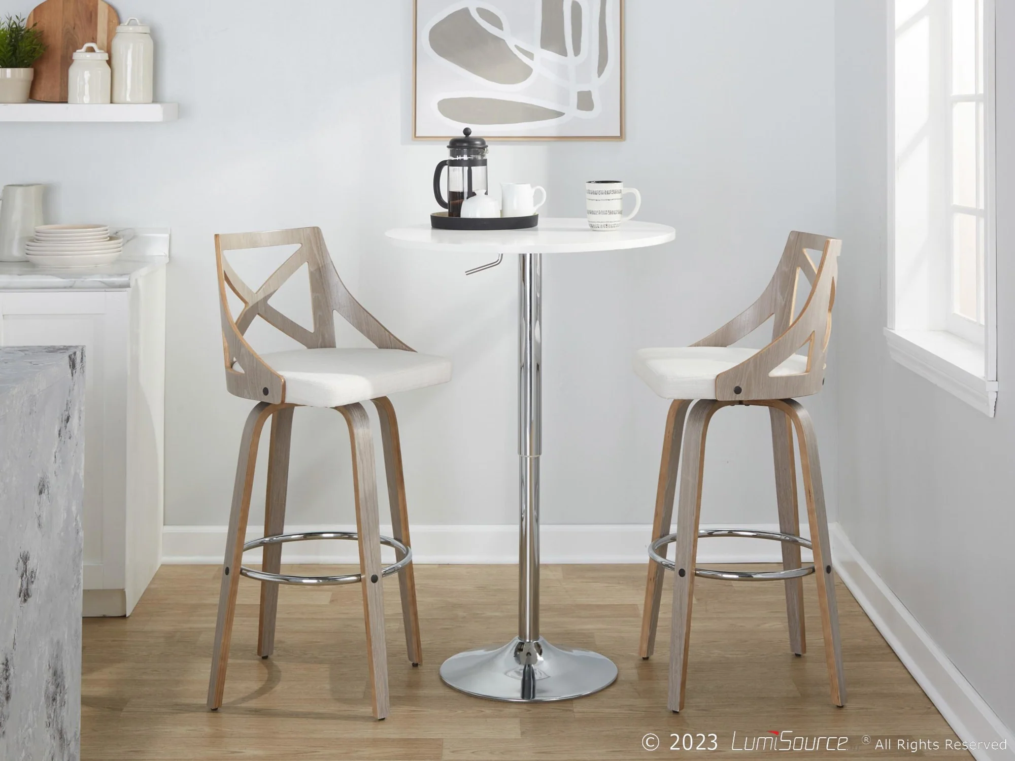 Charlotte Adjustable Barstool - Set of 2 By LumiSource - BS-CHARLOTFB-RR2 CHRLGYCR2 - Image 3