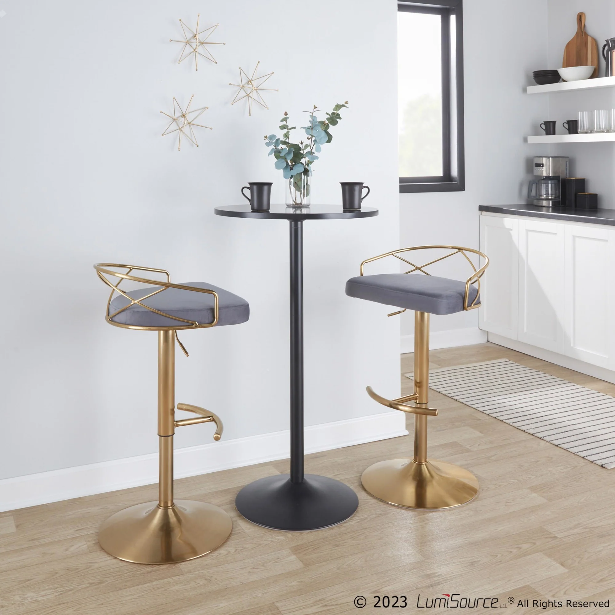Charlotte Glam Adjustable Barstool - Set of 2 By LumiSource - BS-CHARLOTGLAMV-RNT2 AUBK2 - Image 18