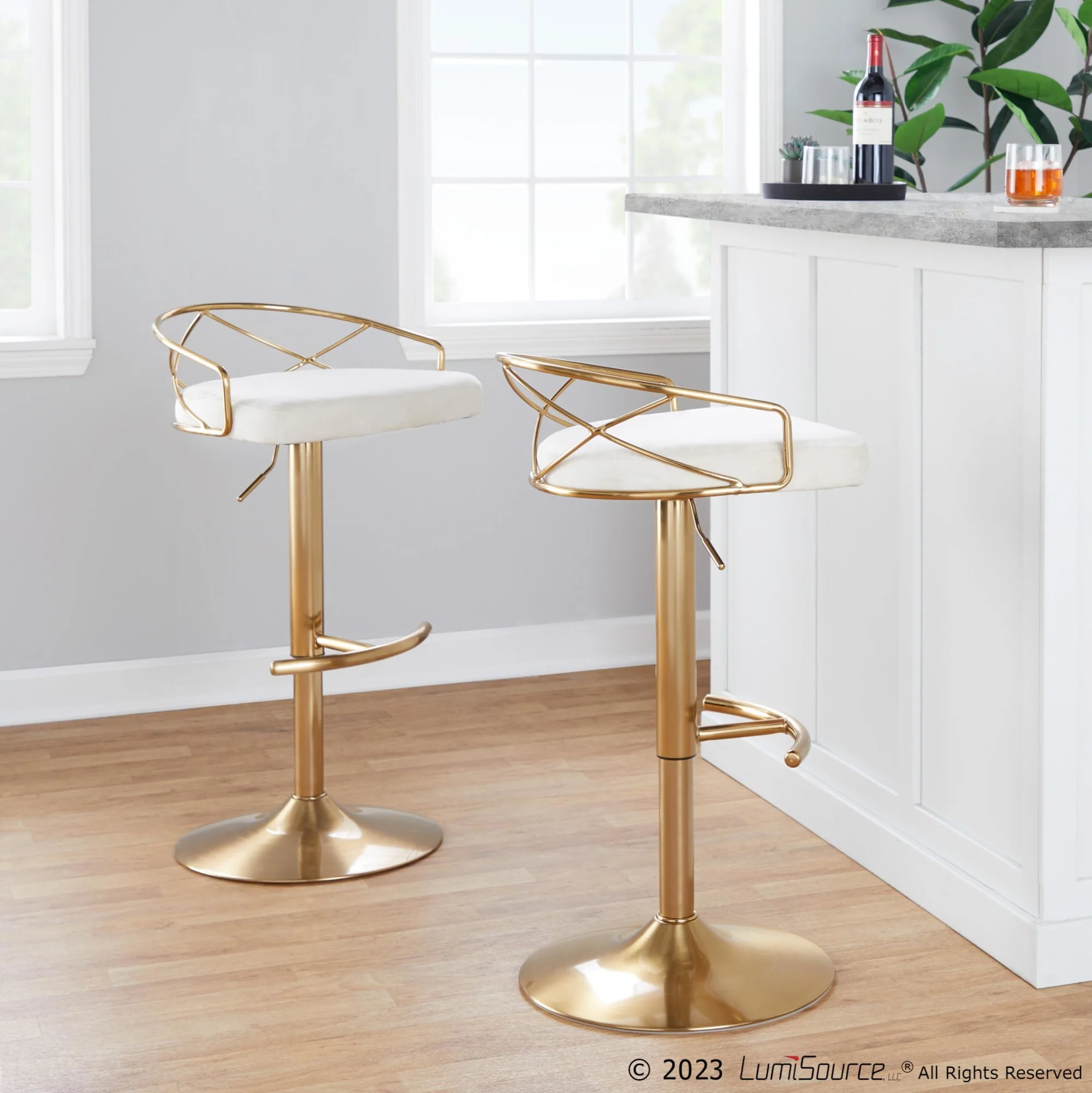 Charlotte Glam Adjustable Barstool - Set of 2 By LumiSource - BS-CHARLOTGLAMV-RNT2 AUBK2 - Image 7