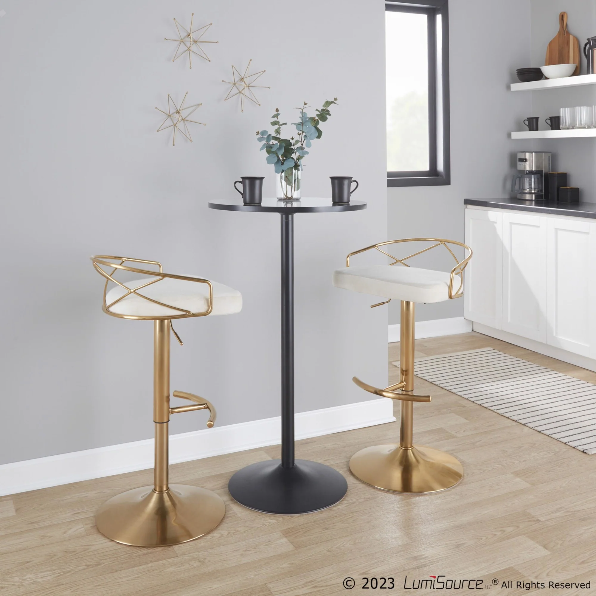 Charlotte Glam Adjustable Barstool - Set of 2 By LumiSource - BS-CHARLOTGLAMV-RNT2 AUBK2 - Image 8