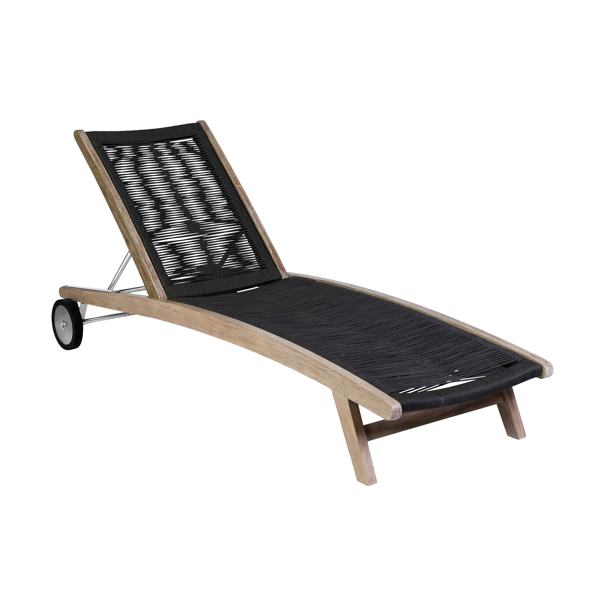 Chateau Outdoor Patio Adjustable Chaise Lounge Chair in Eucalyptus Wood and Grey Rope By Armen Living - Image 12